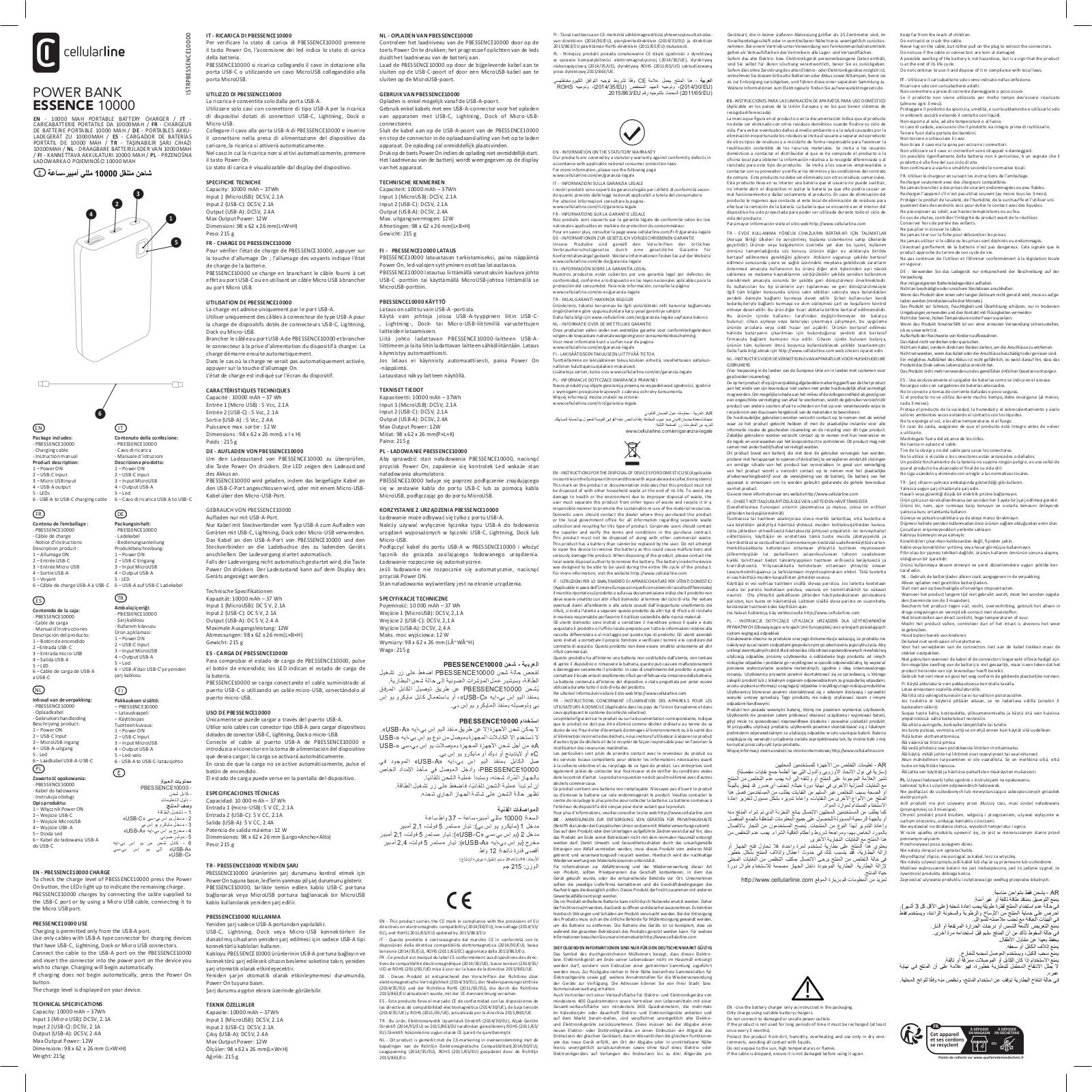 CELLULARLINE PBESSENCE10000, ESSENCE 10000 User guide - ManualMachine.com