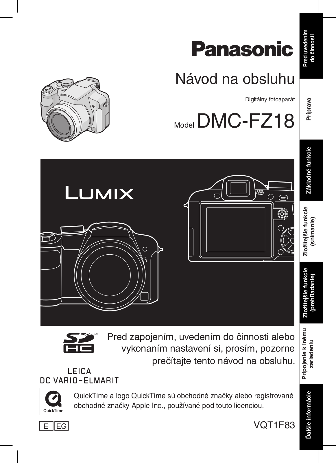 PANASONIC DMCFZ18 User Manual