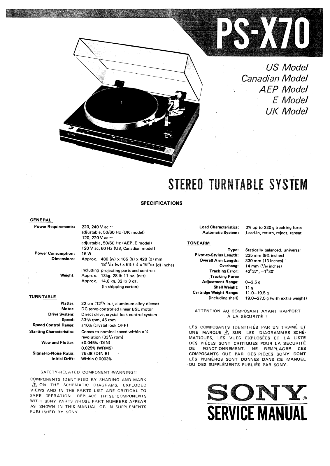 Sony PSX-70 Service manual