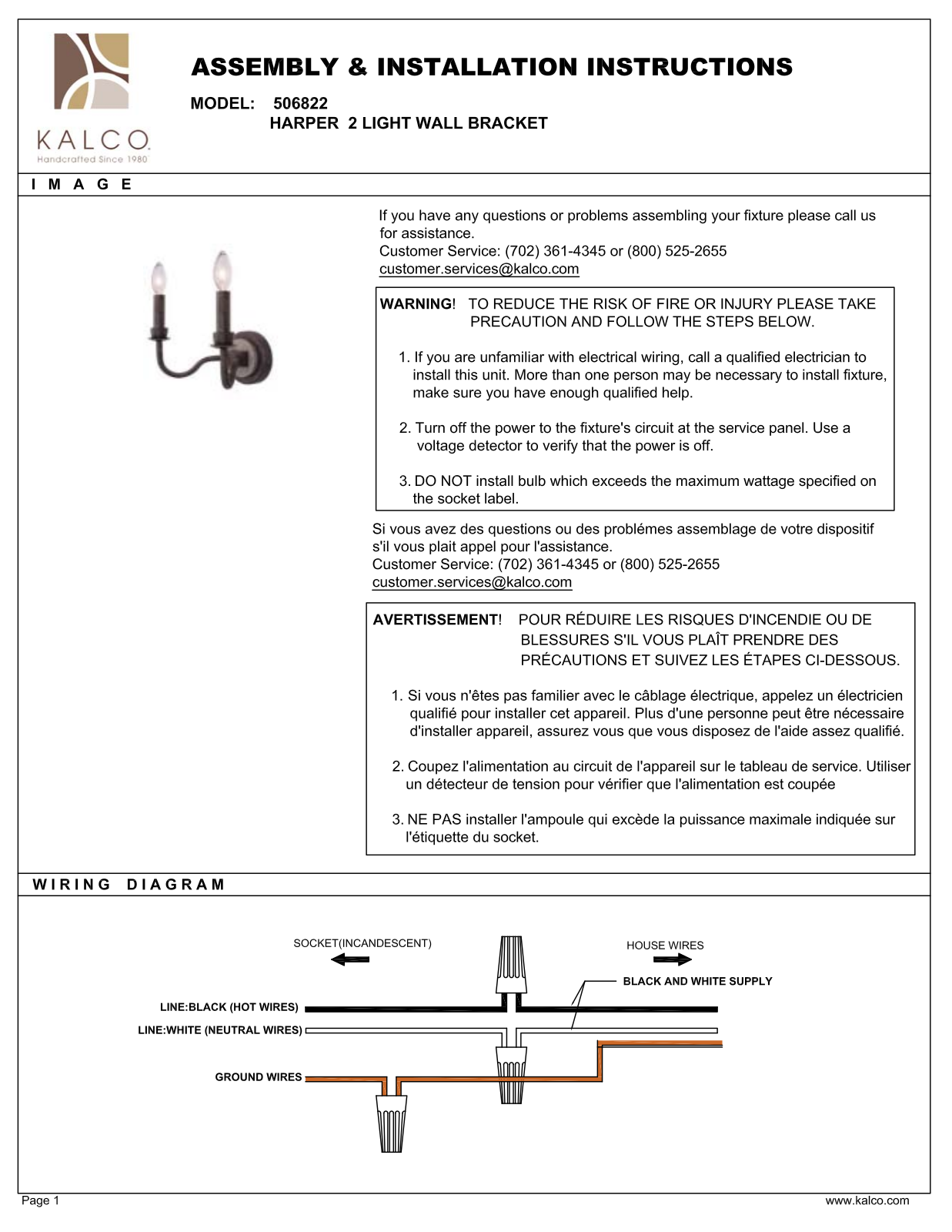 Kalco 506822FG Assembly Guide