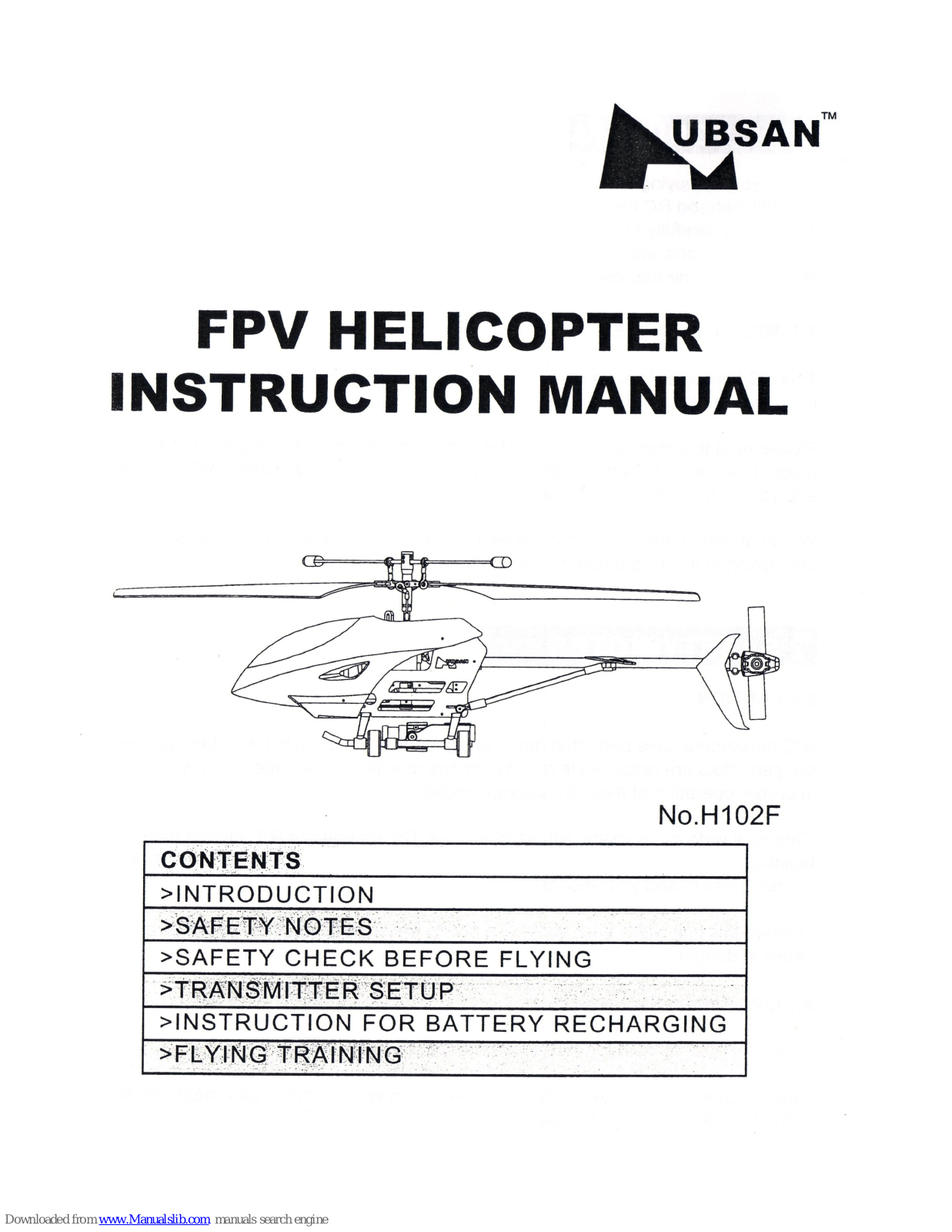 Hubsan h102f Instruction Manual