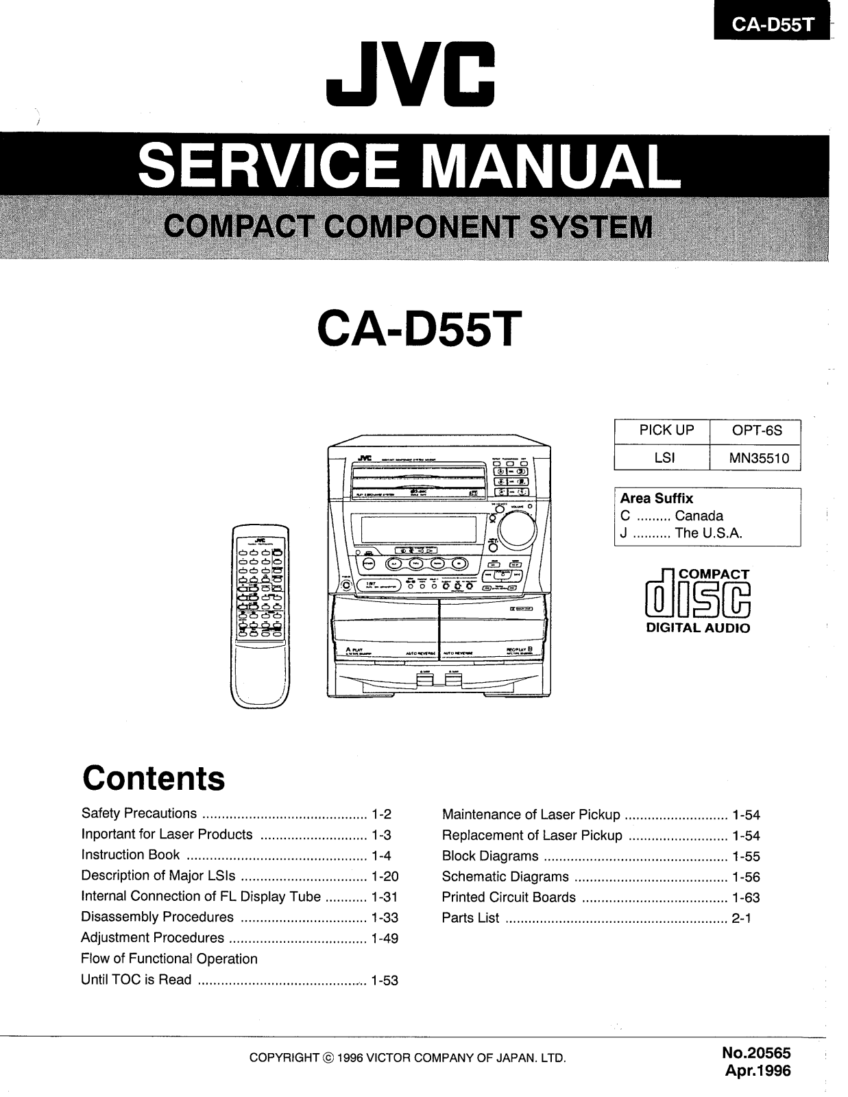 JVC CA-D55T Service Manual