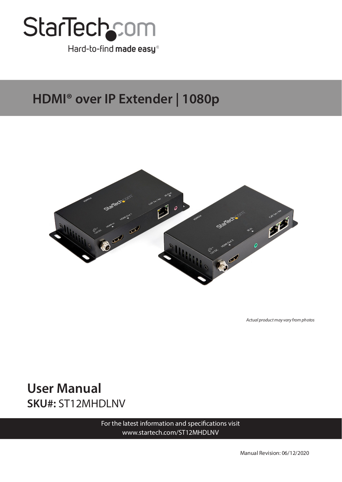 Startech ST12MHDLNV User Manual