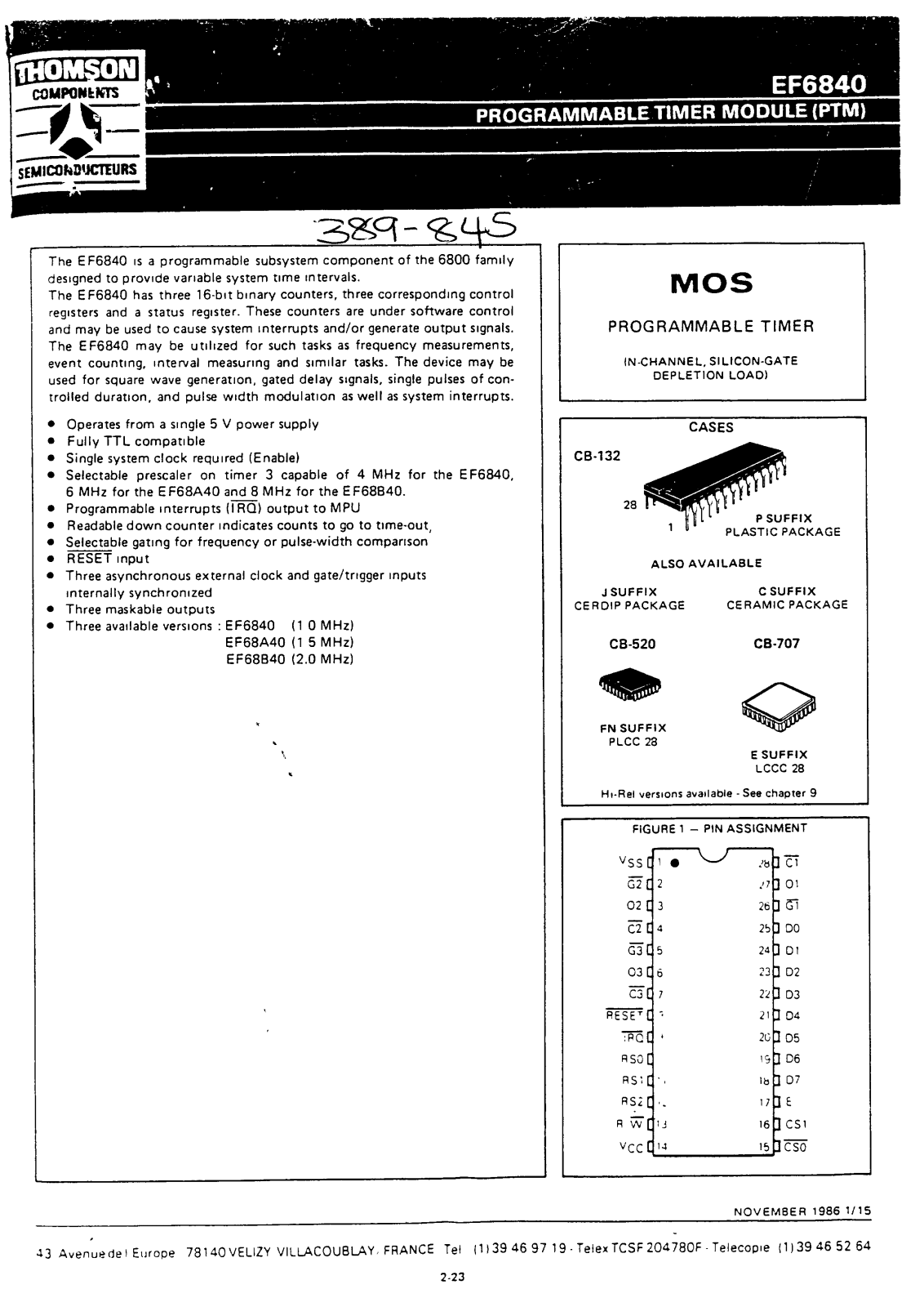 SGS Thomson Microelectronics EF68B40P Datasheet