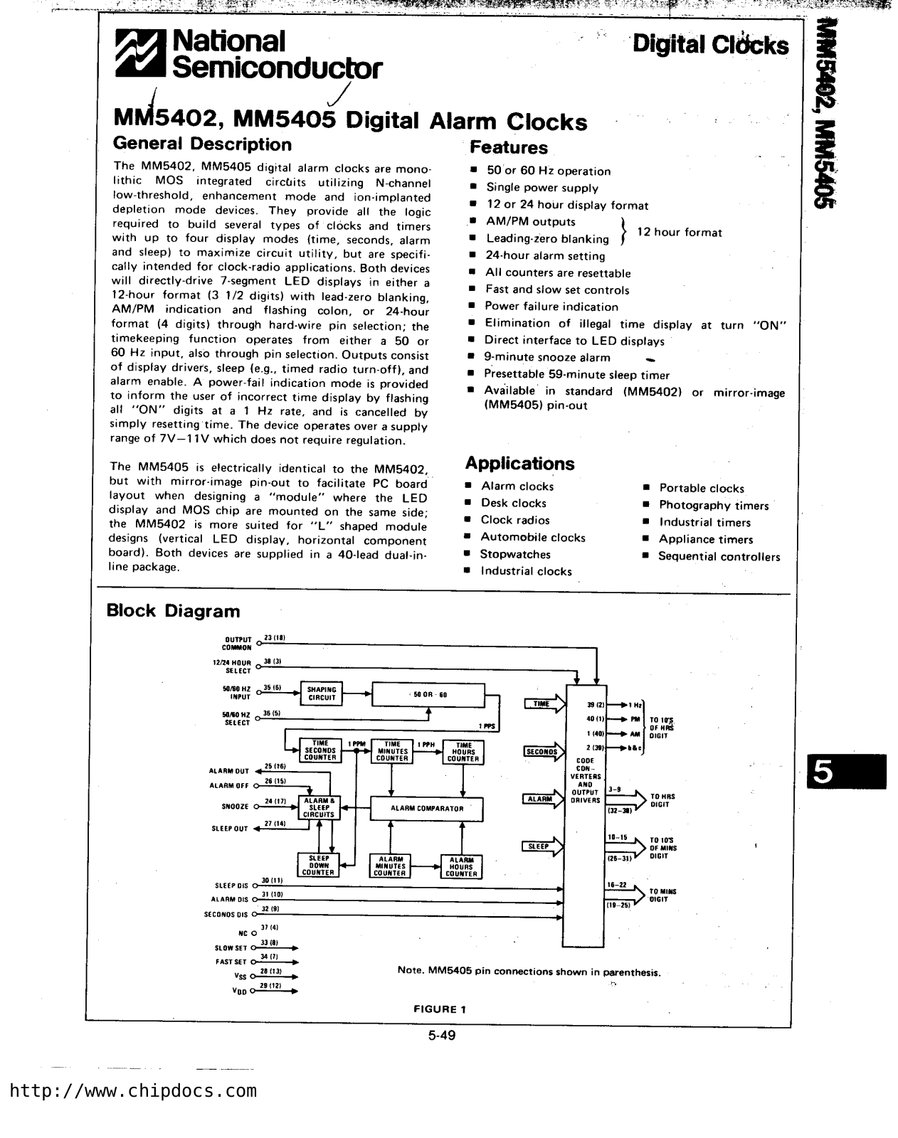 NSC MM5402N, MM5405N Datasheet