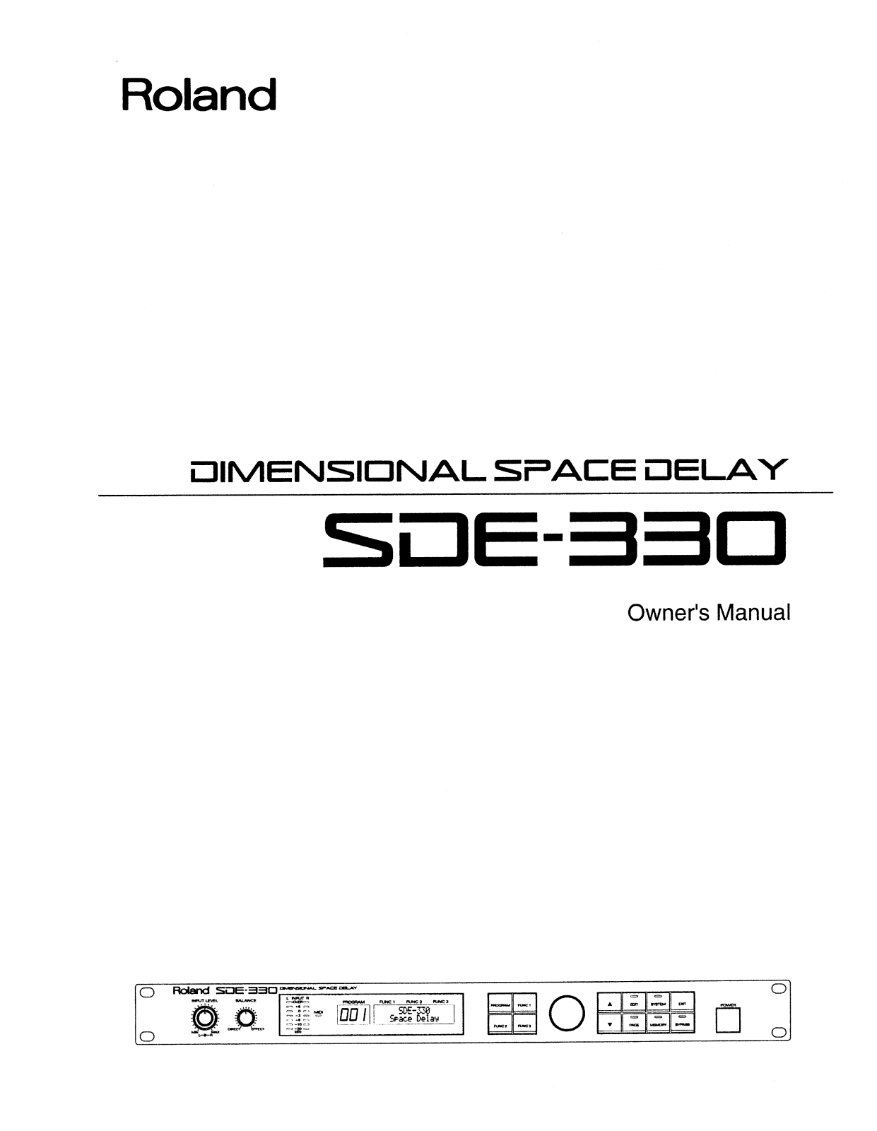 Roland Corporation SDE-330 Owner's Manual