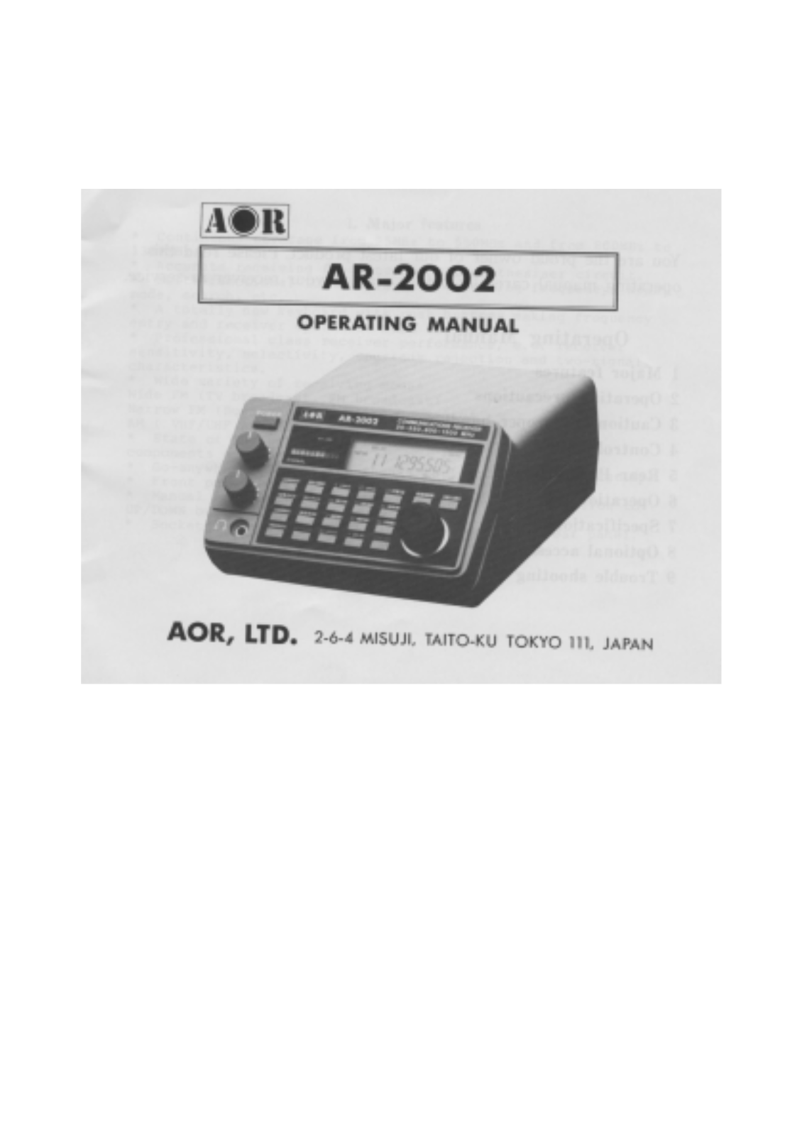 AOR AR2002 User Guide