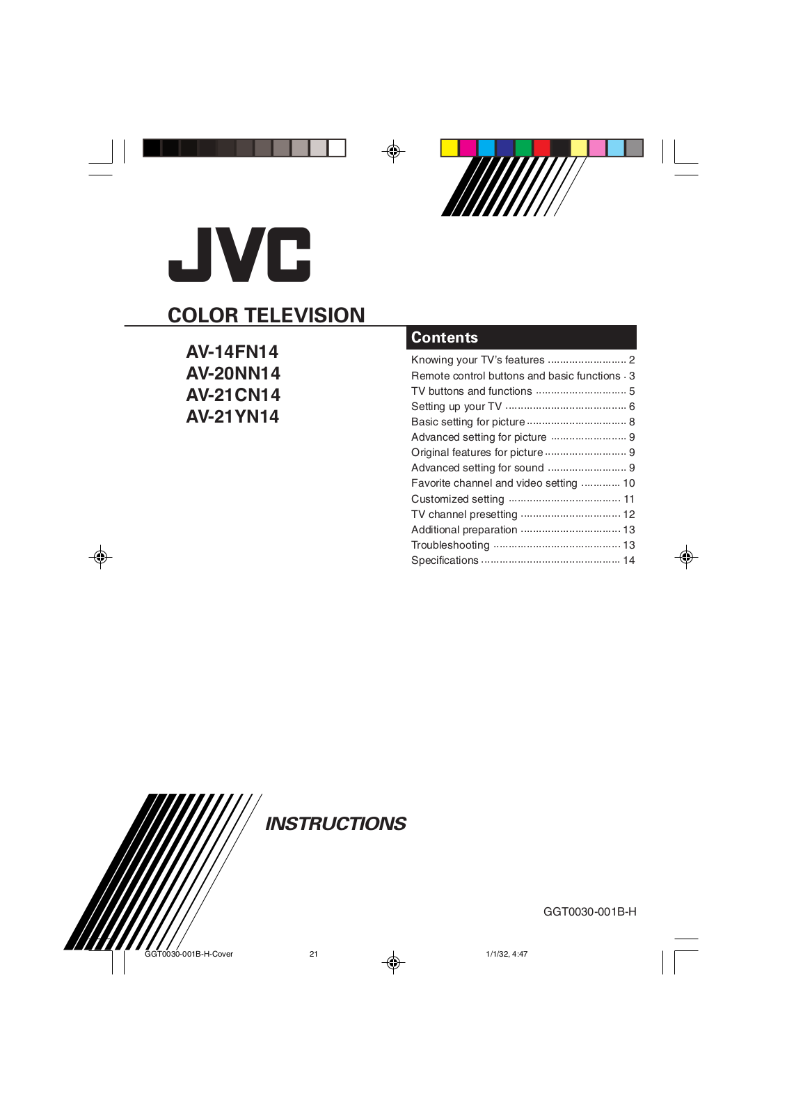 JVC AV-14FN14/P, AV-14FT14/P User Manual