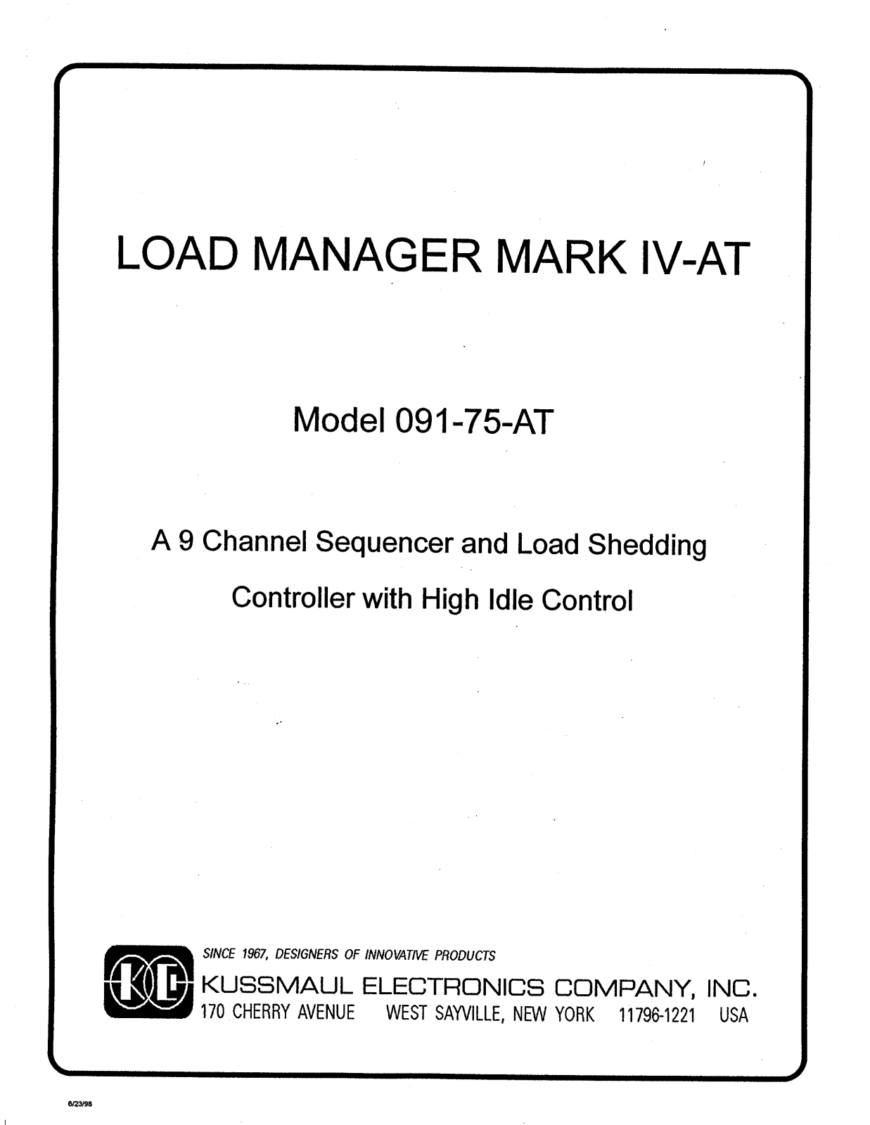 Kussmaul 091-75-AT User Manual