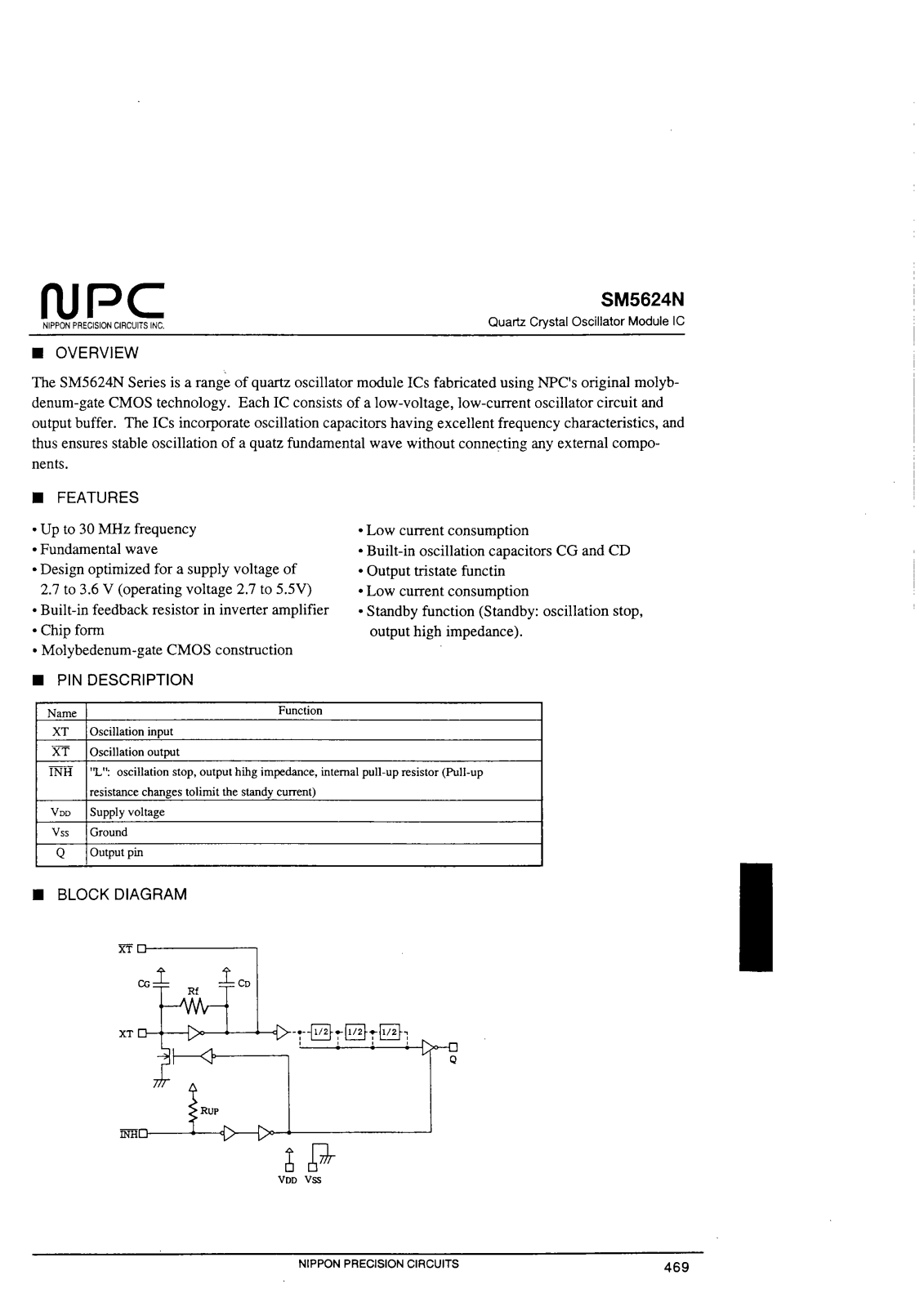 NPC SM5624N1, SM5624N3, SM5624N5, SM5624N7 Datasheet