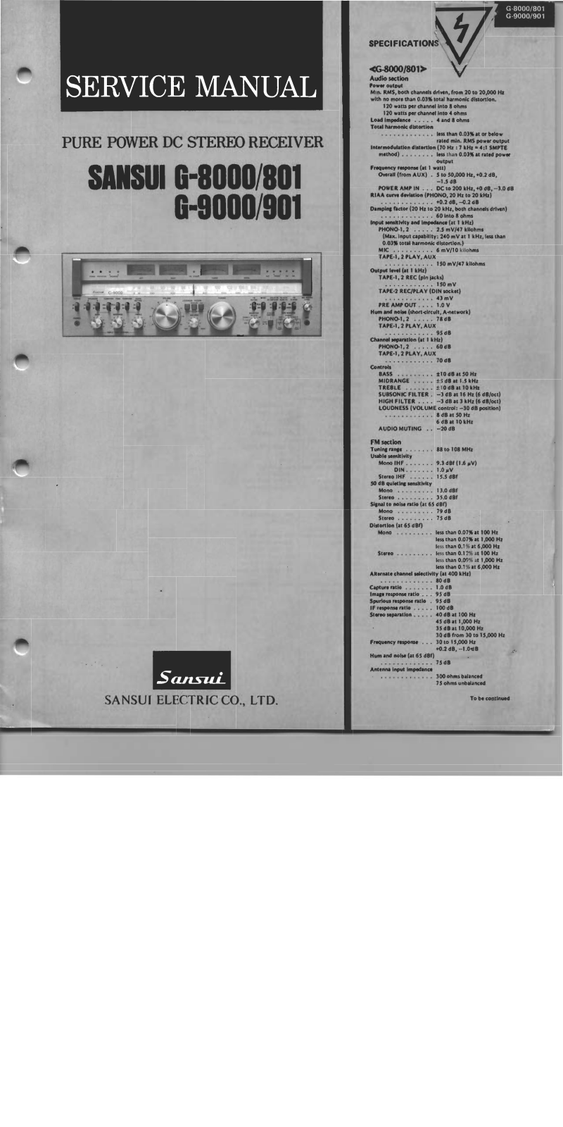 Sansui G-8000, G-801, G-9000, G-901 Service manual