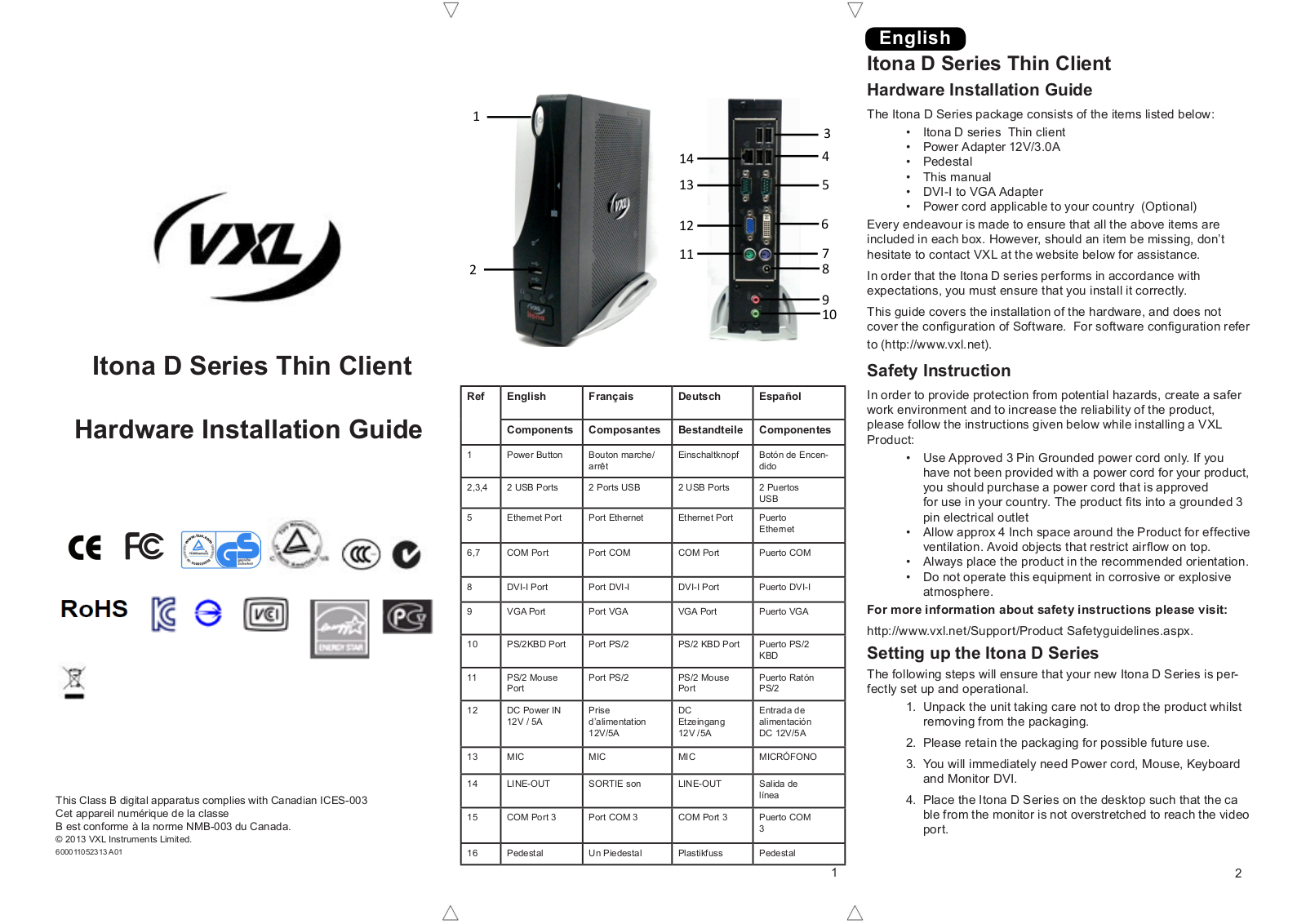 VXL Instruments Itona D Installation Guide