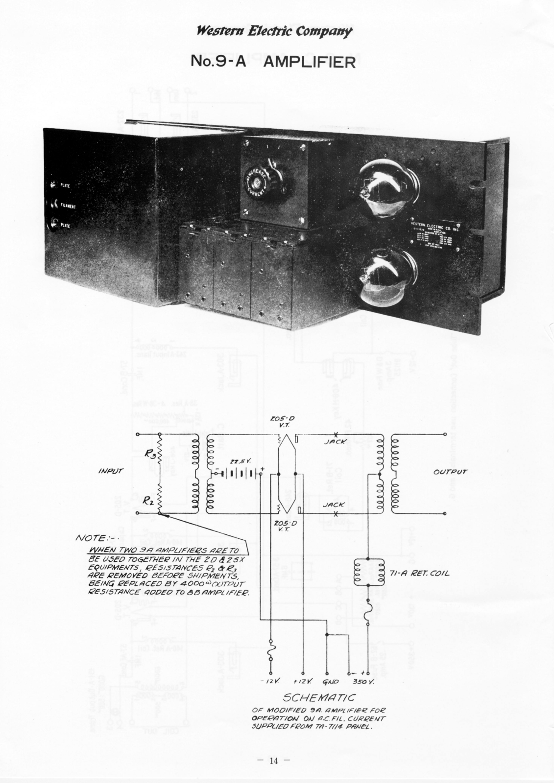 Western Electric 9-A Schematic