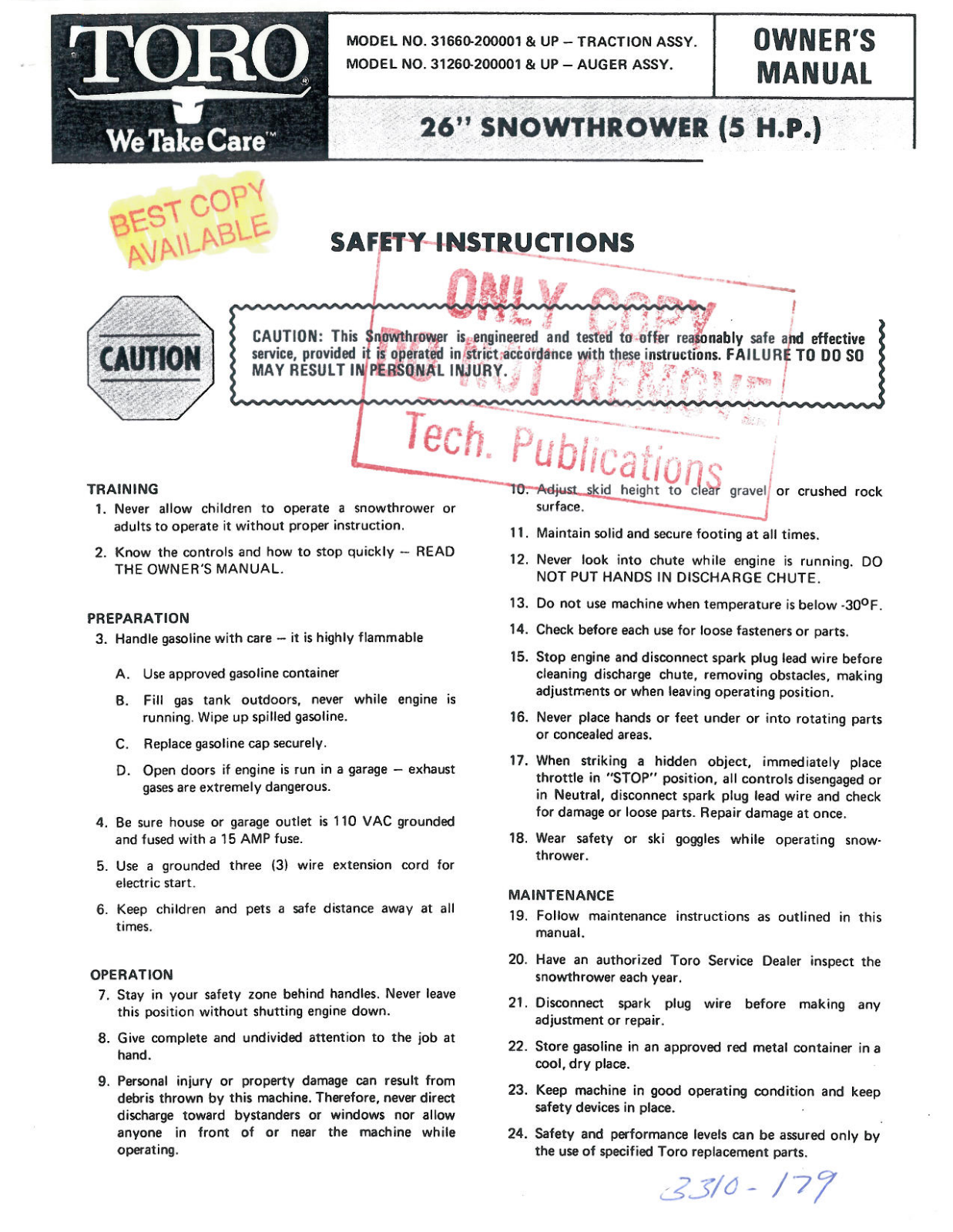 Toro 31260, 31660 Operator's Manual