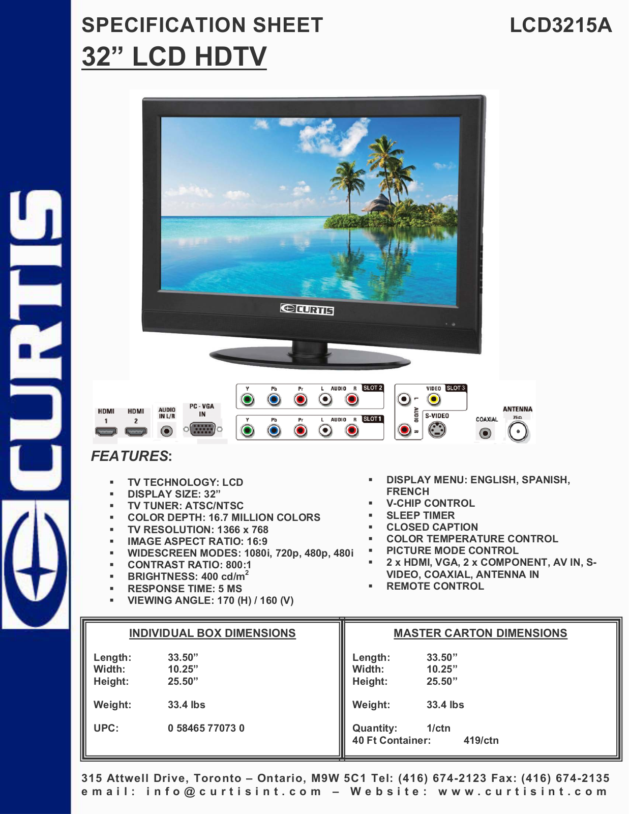 Curtis LCD3215A User Manual