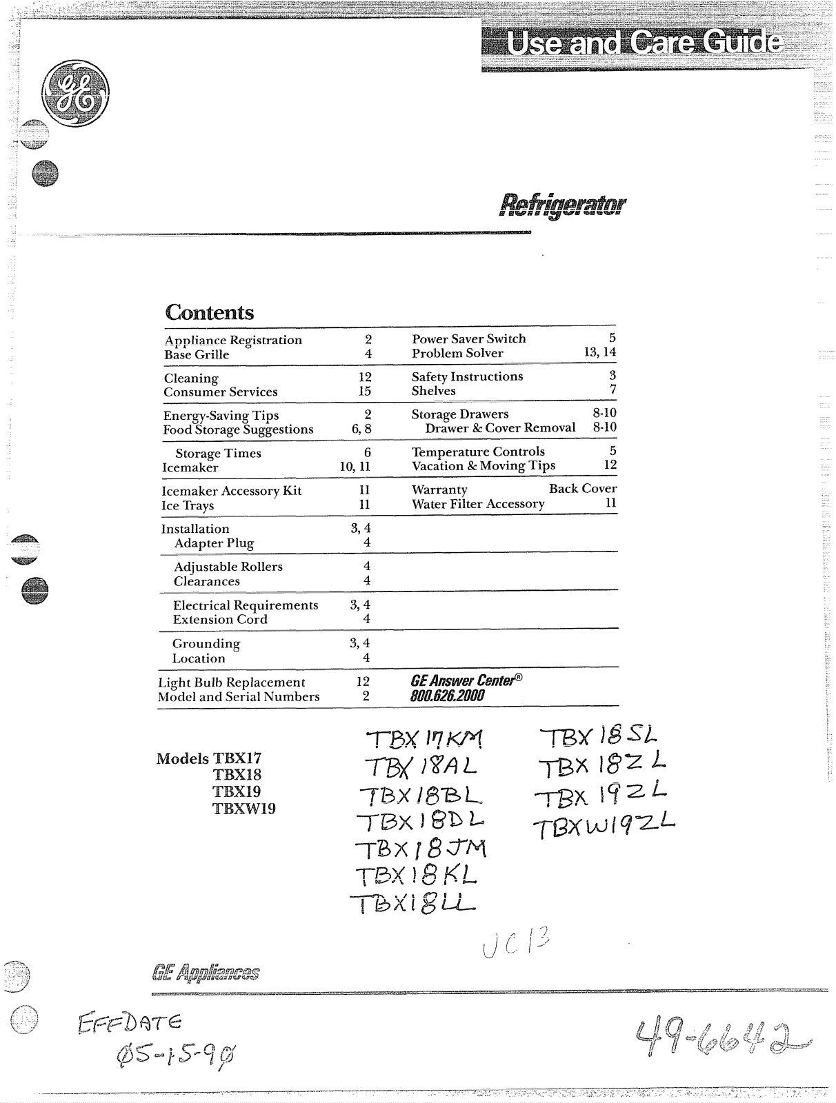 GE TBXW19, TBX19, TBX17 User Manual - ManualMachine.com