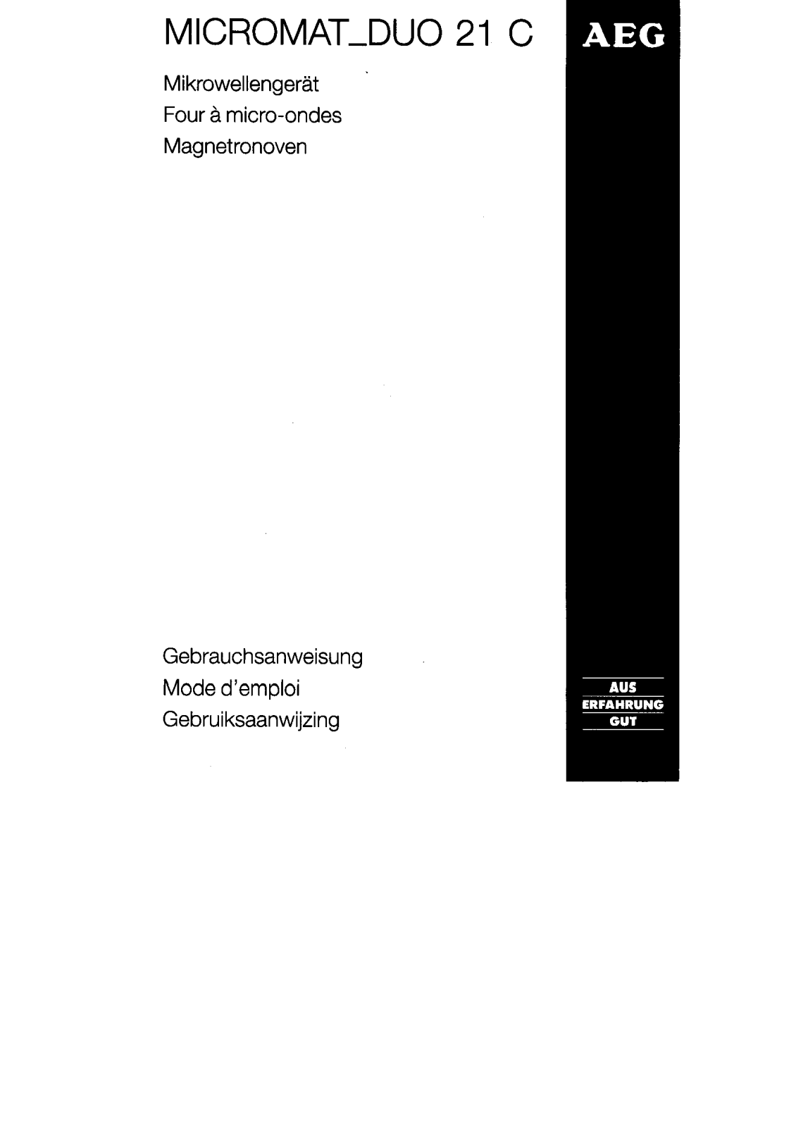 Aeg MICROMAT   DUO 21 C Operating instructions