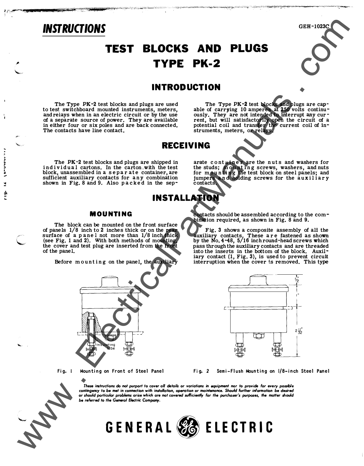 GE PK-2 Instructions Manual - ManualMachine.com