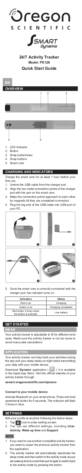 Oregon Scientific PE128 Quick Start Guide