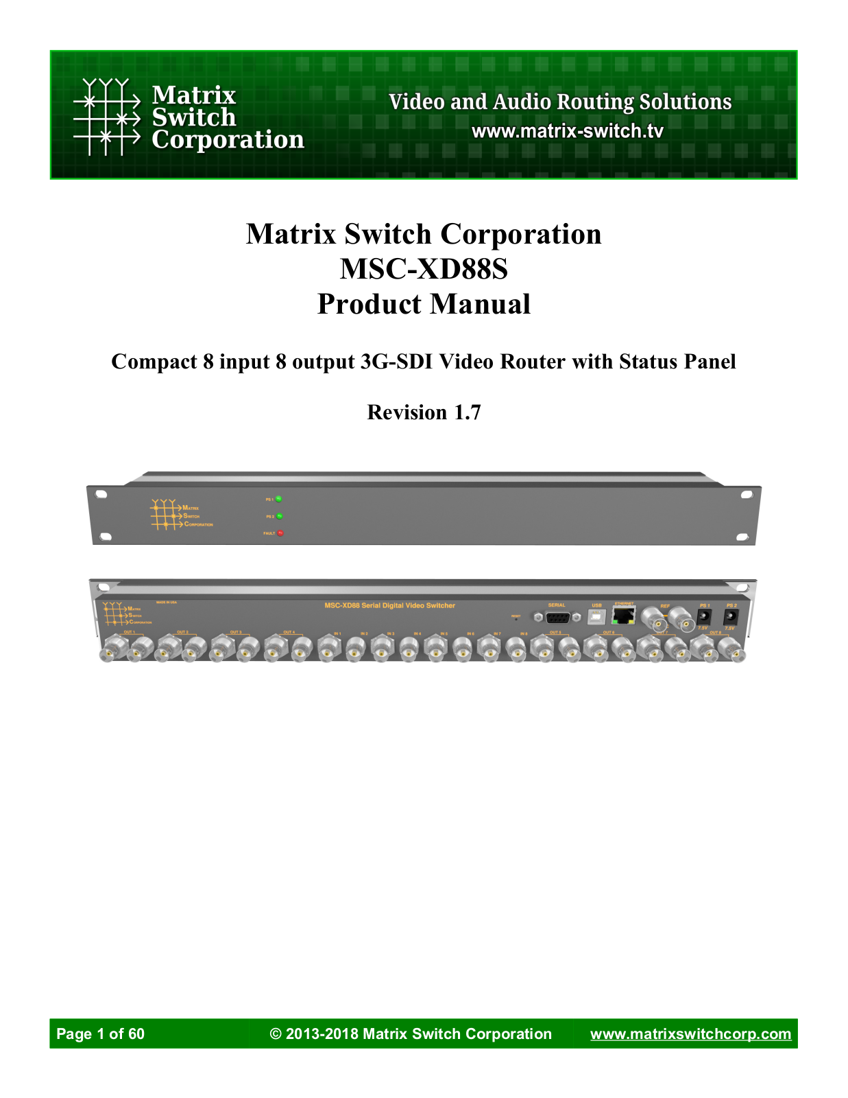 Matrix Switch MSC-XD88S Users Guide - ManualMachine.com