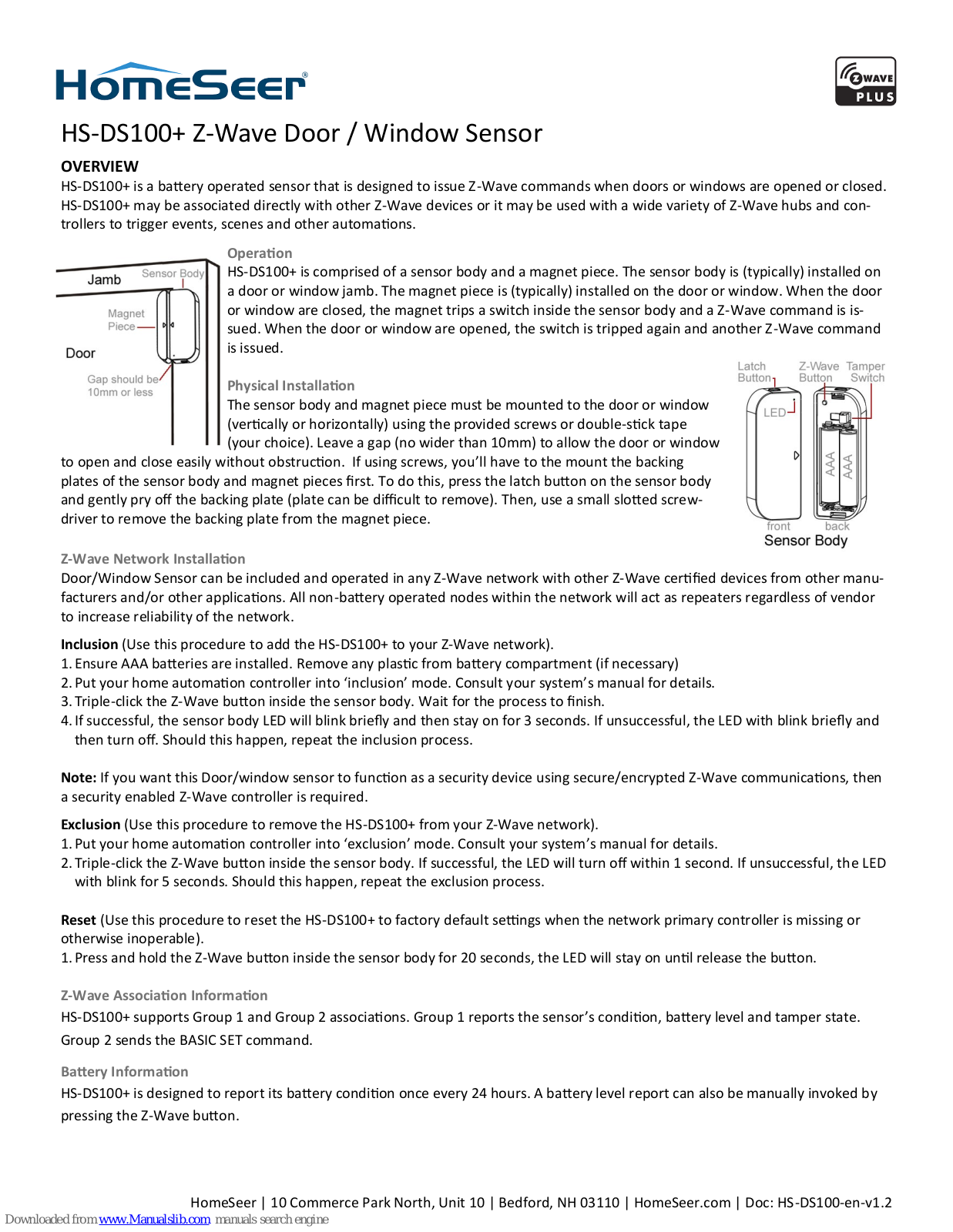 HomeSeer HS-DS100+ User Manual