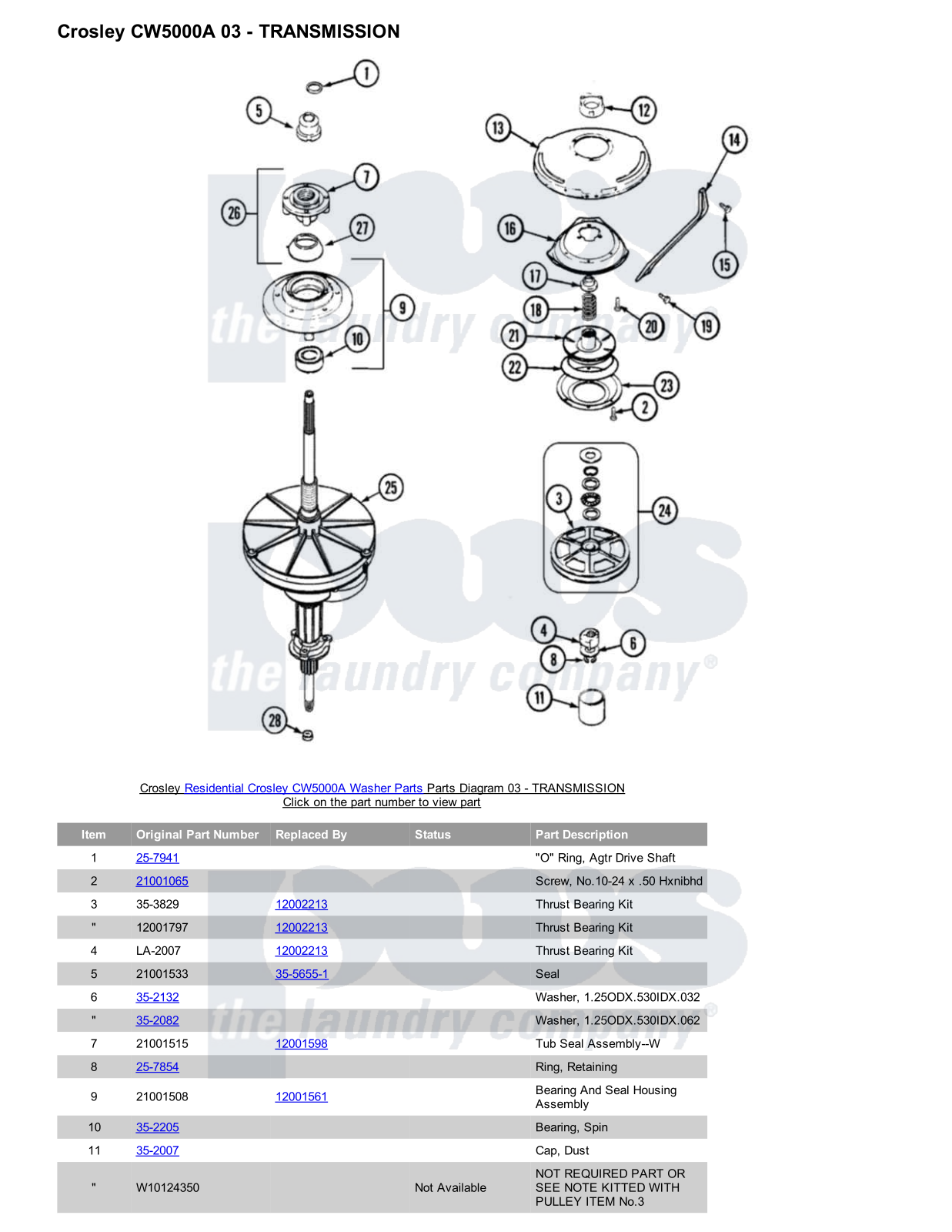 Crosley CW5000A Parts Diagram