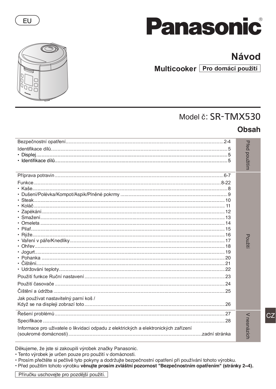 Panasonic SR-TMX530 User Manual