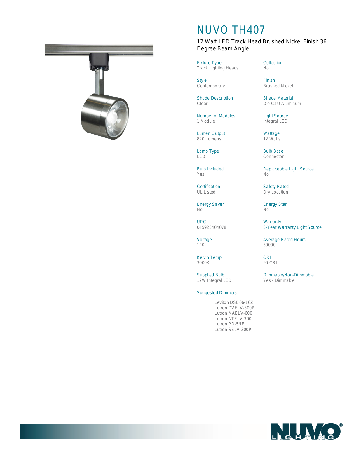 Nuvo Lighting OUV5459 Specifications - ManualMachine.com