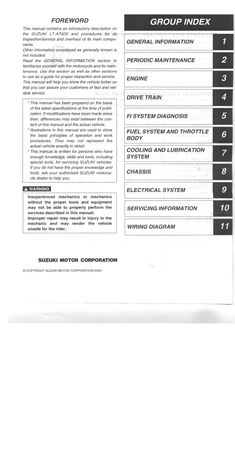 Suzuki LTA-700, LT-A700X, 2005 LT-A700XK5 User Manual - ManualMachine.com
