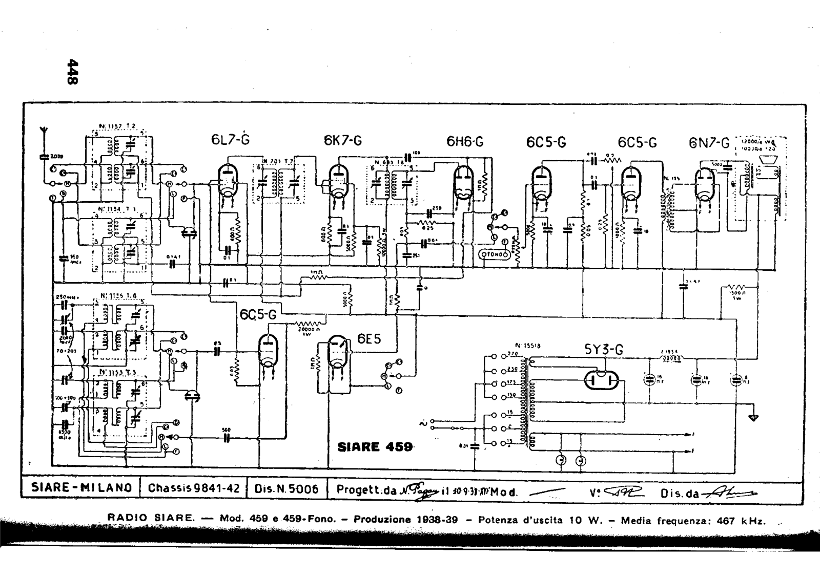 Siare Crosley 459 schematic