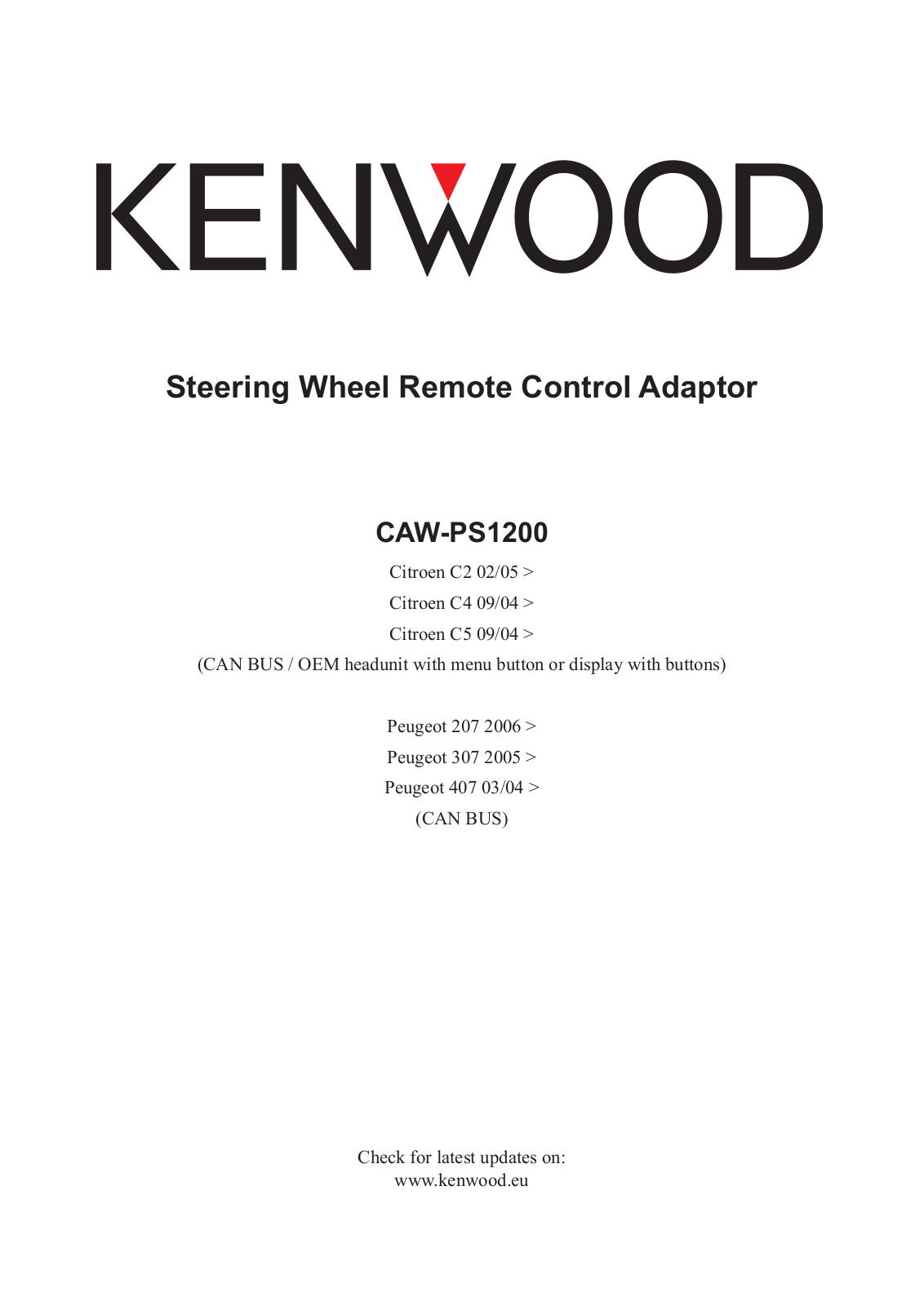 Kenwood CAW-PS1200 User Manual