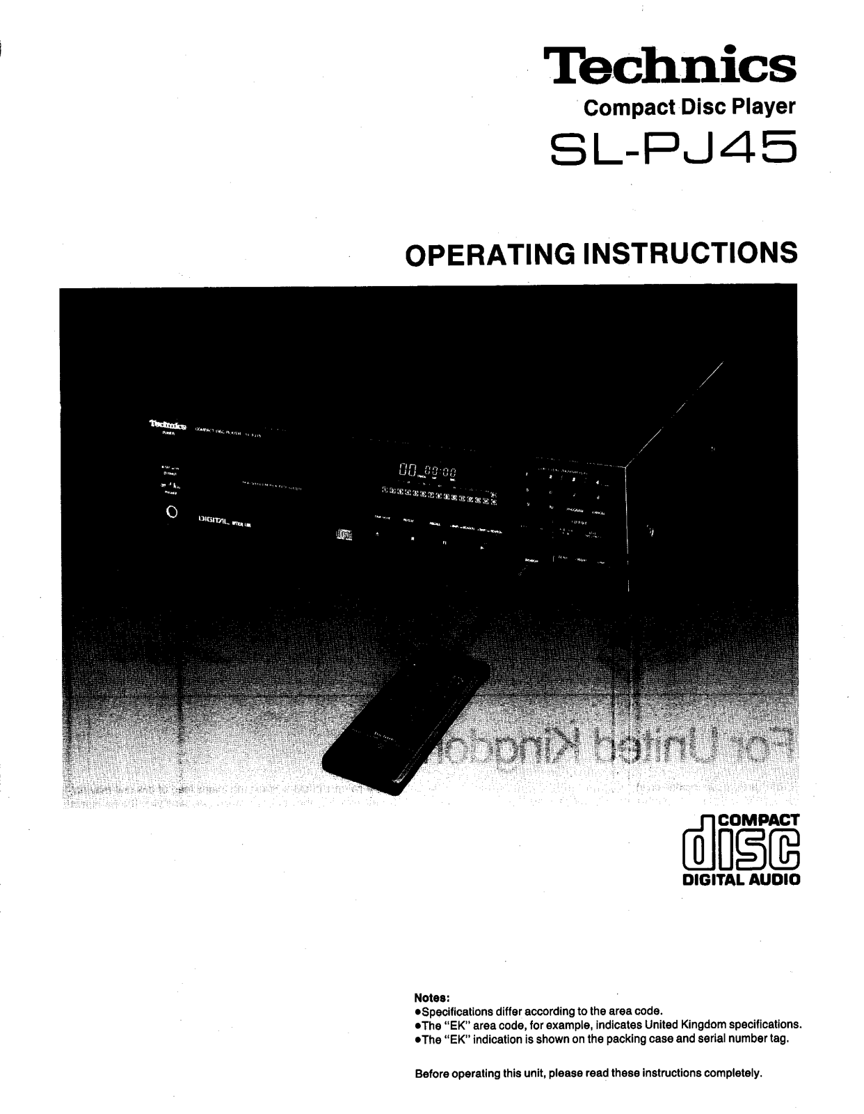 Panasonic SL-PJ45 User Manual