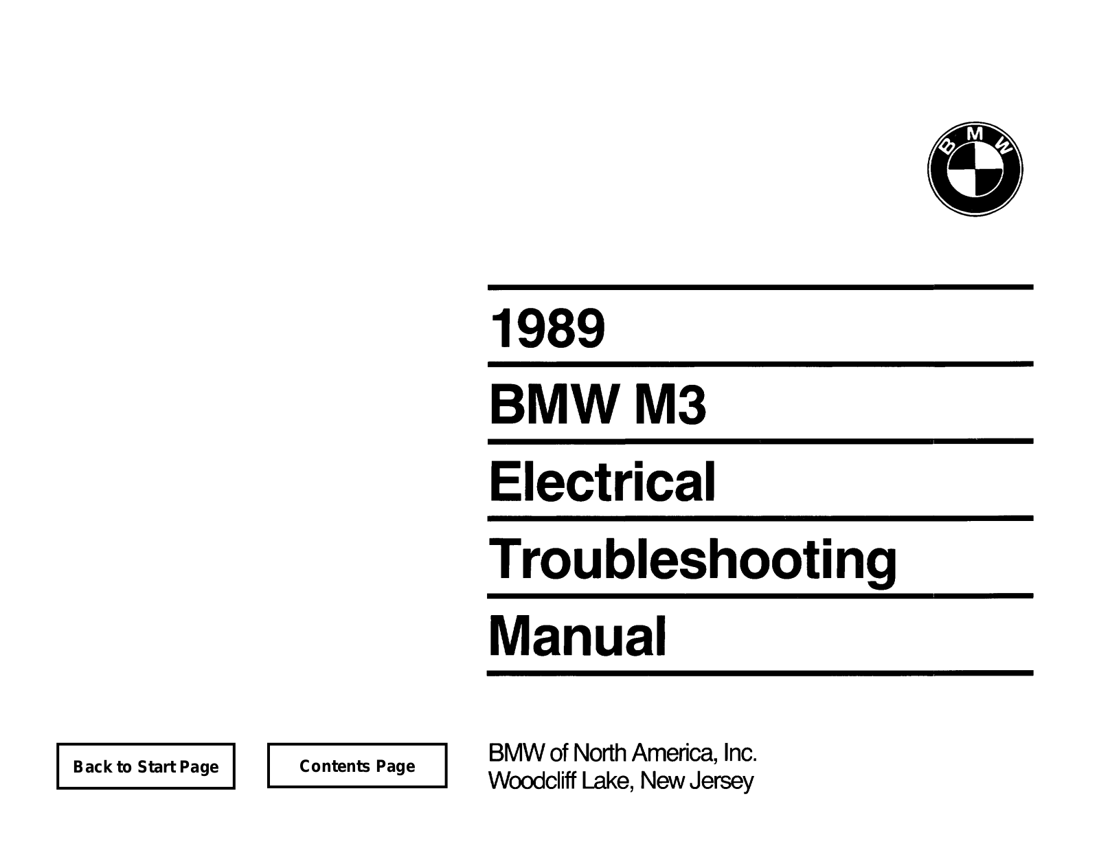 BMW M3 1989 User Manual