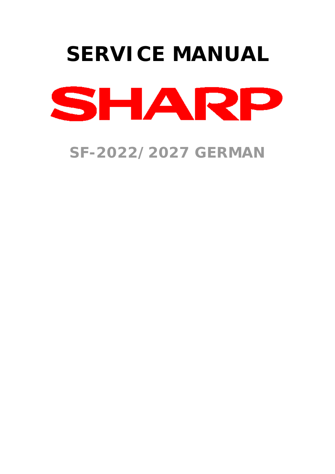 SHARP sf2022, sf2027copier-smG Service Manual