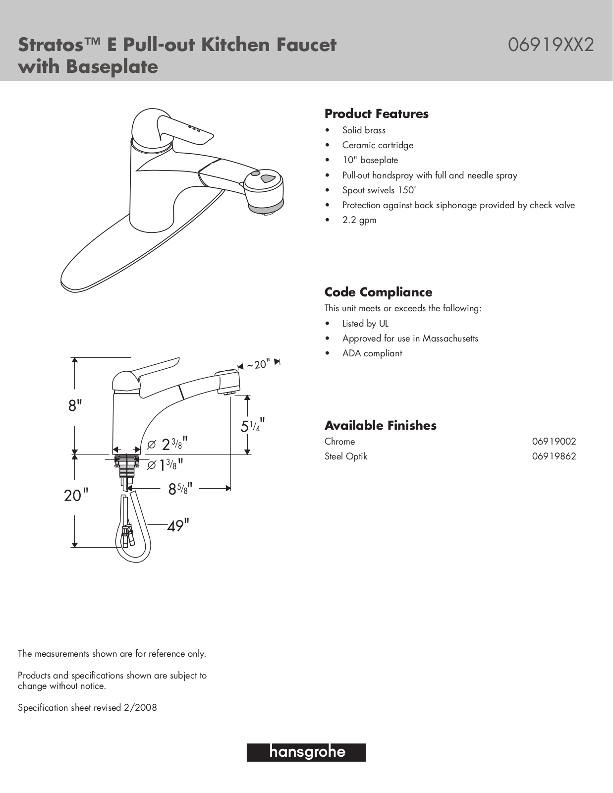 Hans Grohe 6919862, 6919002 User Manual