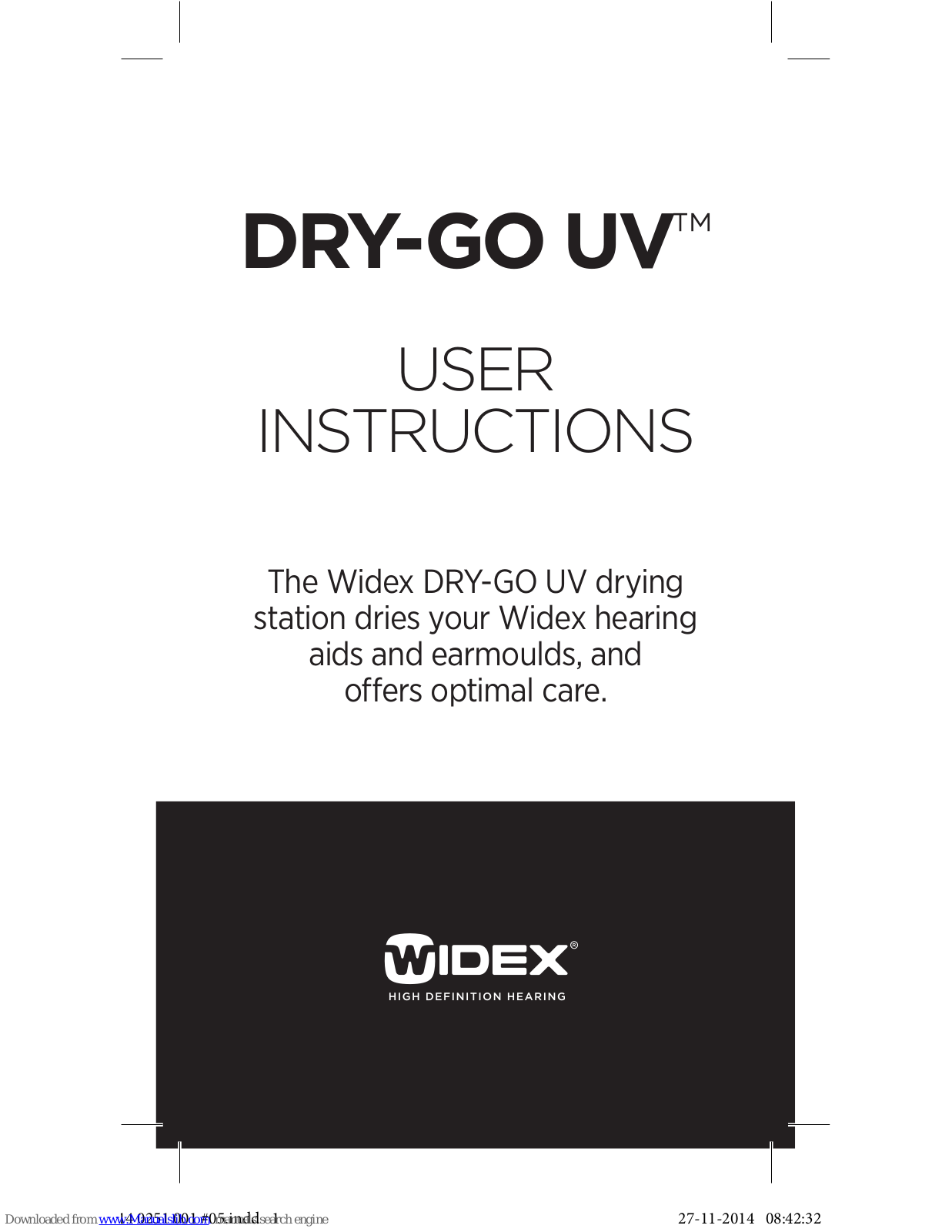 Widex DRY-GO UV User Instructions