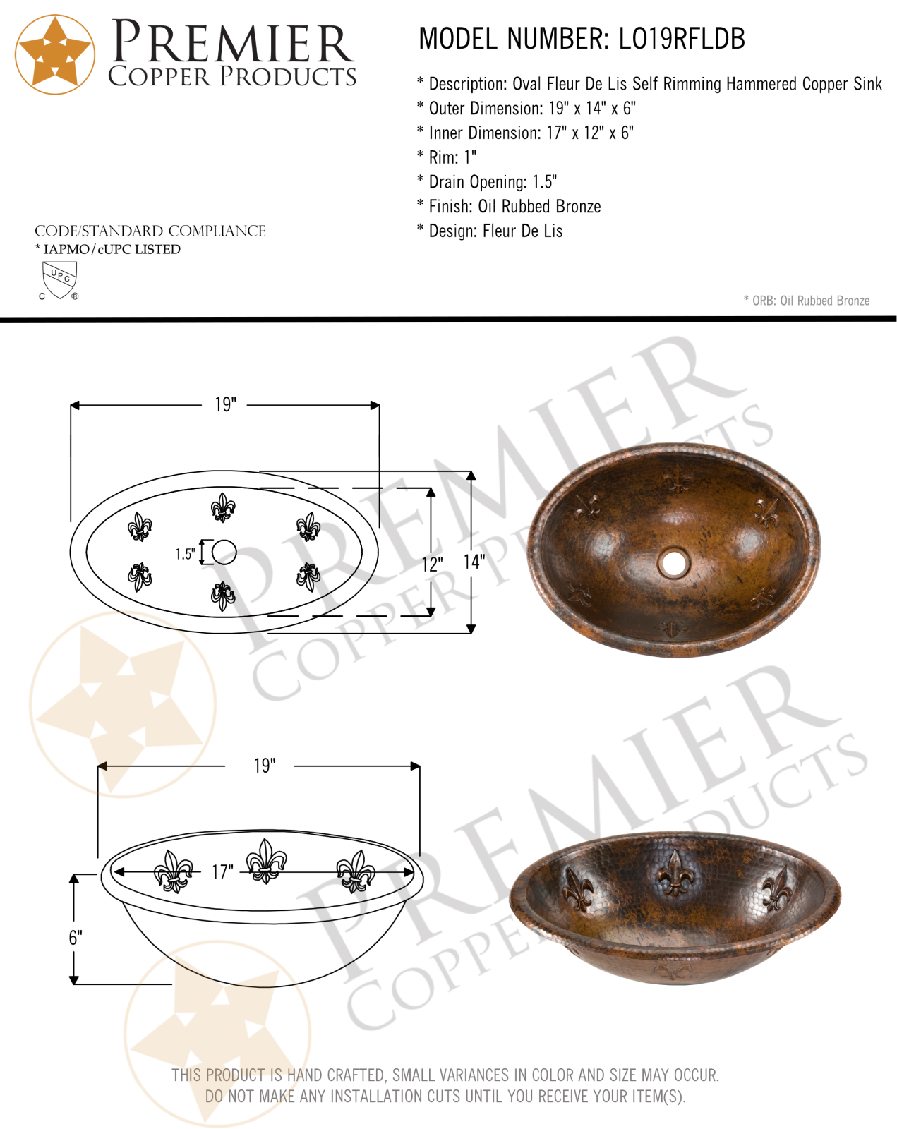 Premier Copper Products IER1007 Specifications - ManualMachine.com