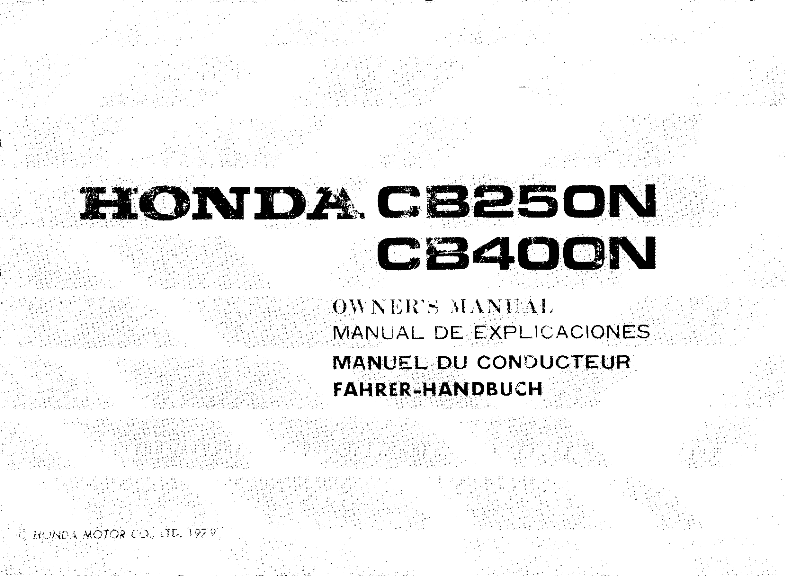 Honda CB250N, CB400N 1979 Owner's Manual