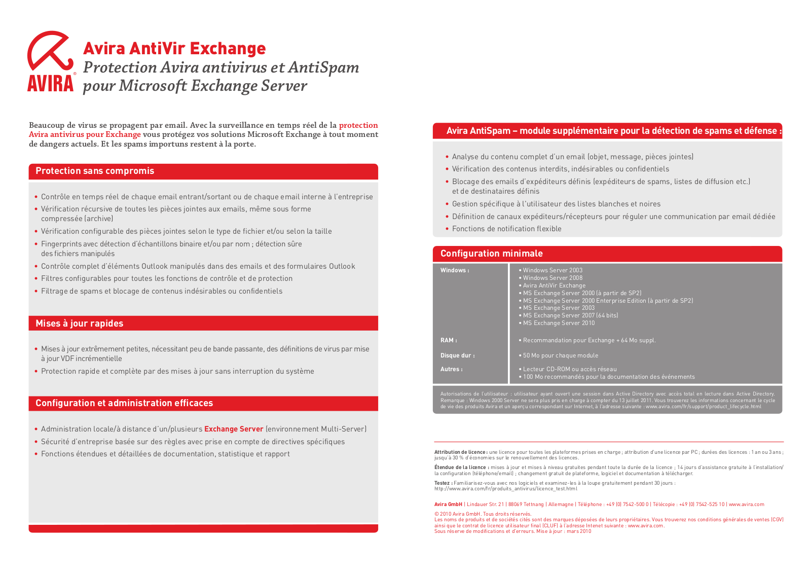 Avira ANTIVIR EXCHANGE DATASHEET