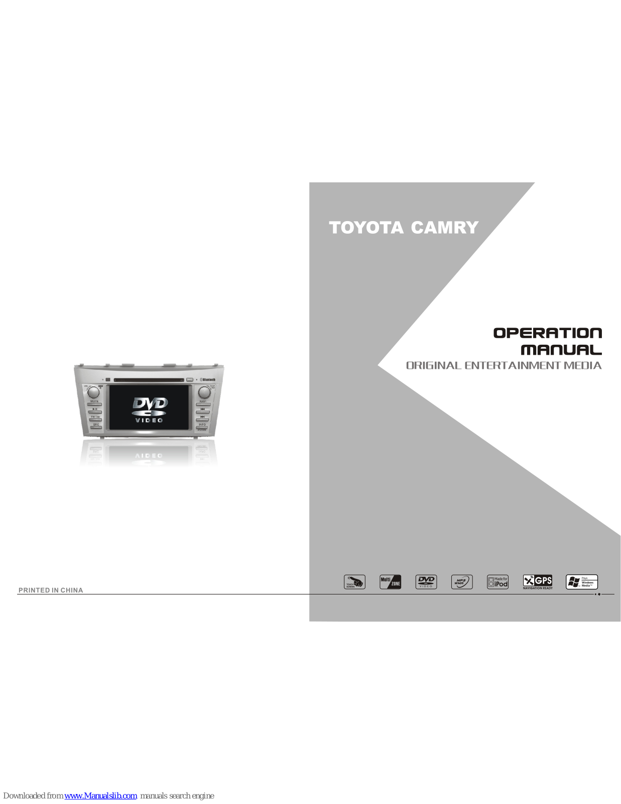 Toyota CAMRY DVD VIDEO, Camry Entertainment System User Manual