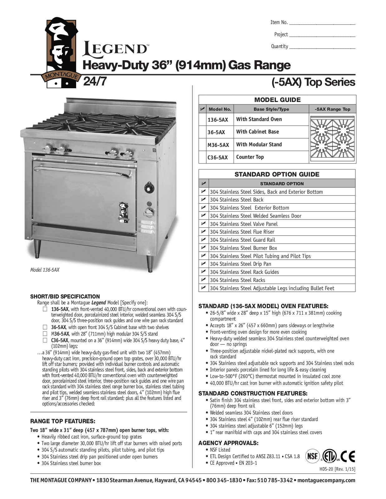 Montague 136-5AX User Manual