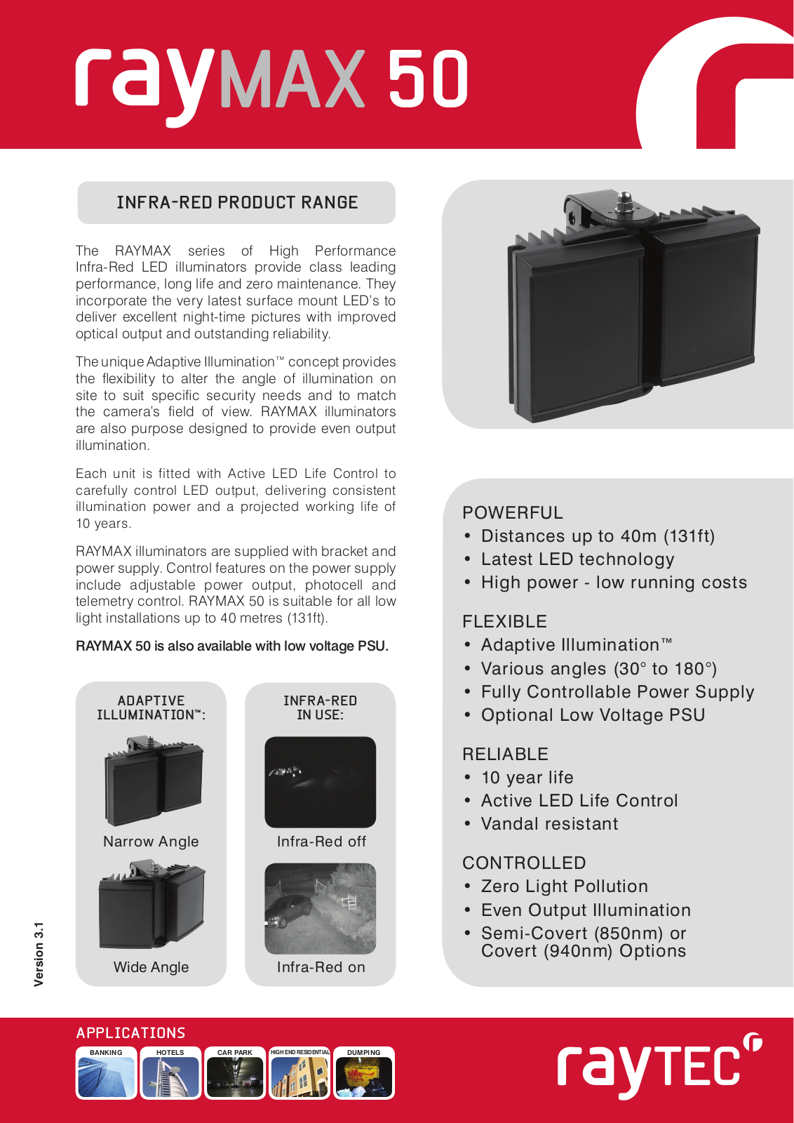 Raytec RM50-AI-120, RM50-AI-30, RM50-AI-50 Specsheet