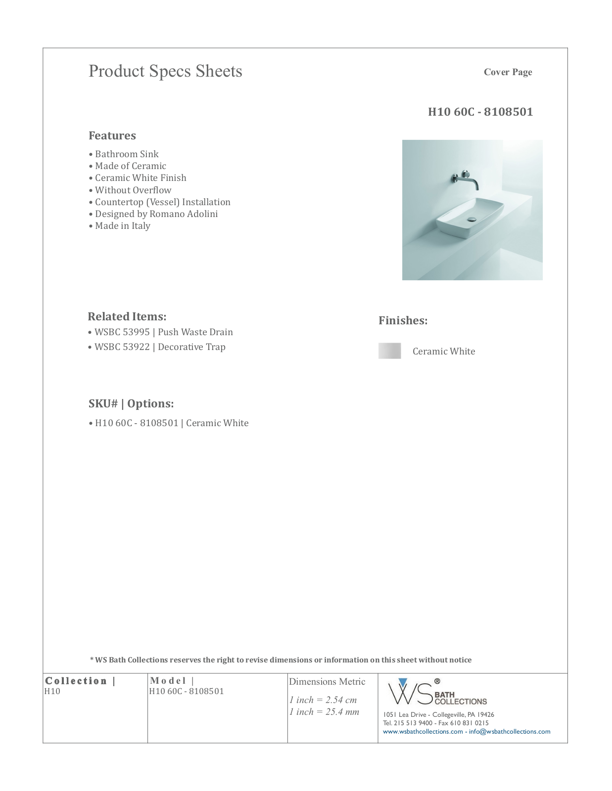 WS Bath Collections WSO3271 Specifications - ManualMachine.com