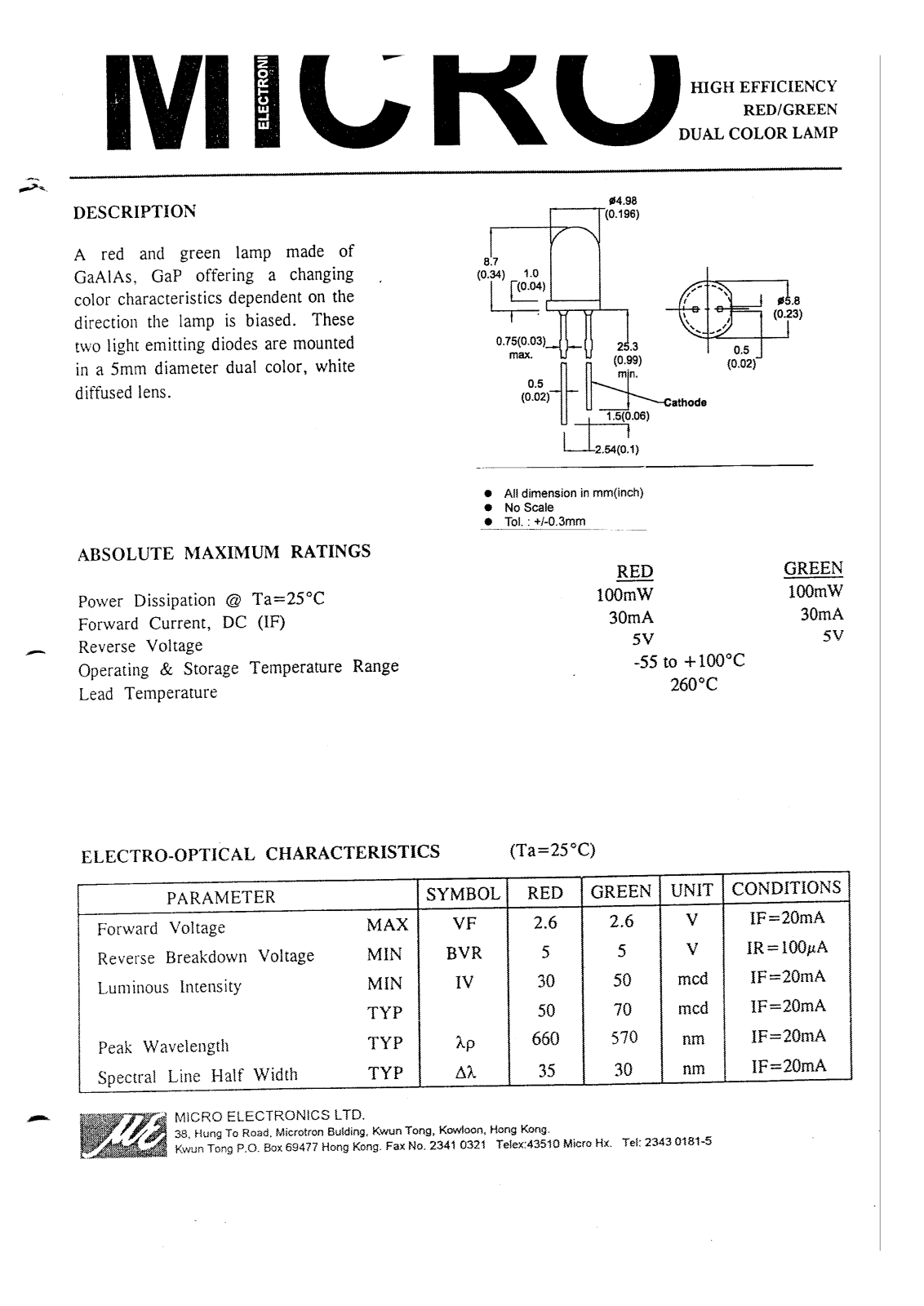 MICRO MSGNB51W Datasheet