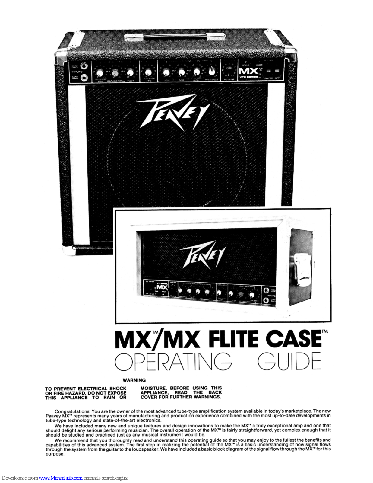 Peavey MX VTX series, VTX MX, VTX MX Flite Case Operating Manual