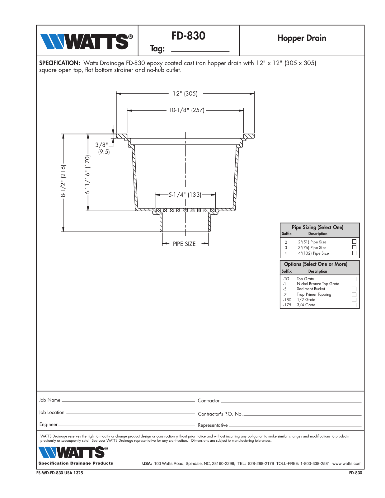 Watts FD-830 User Manual