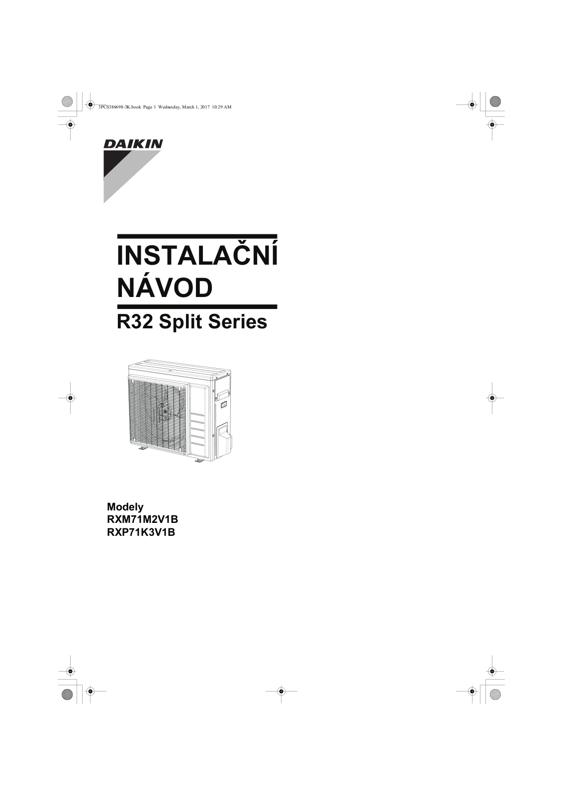 Daikin RXM71M2V1B, RXP71K3V1B Installation manuals