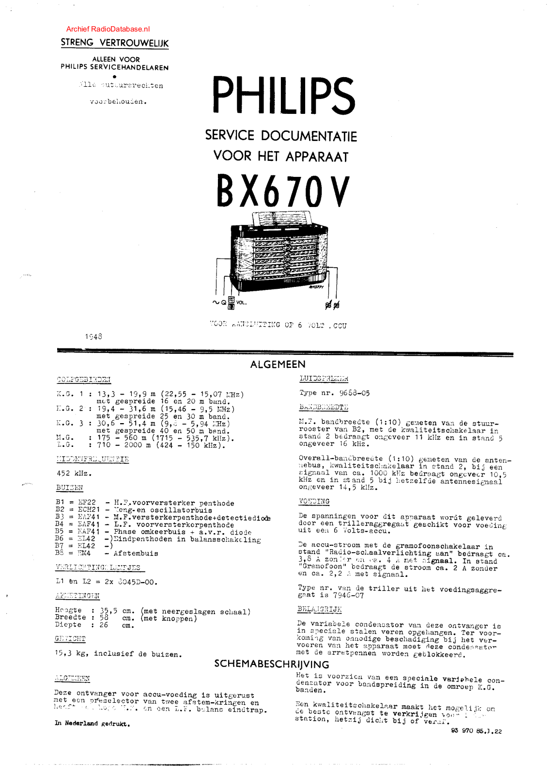 Philips BX670V Schematic