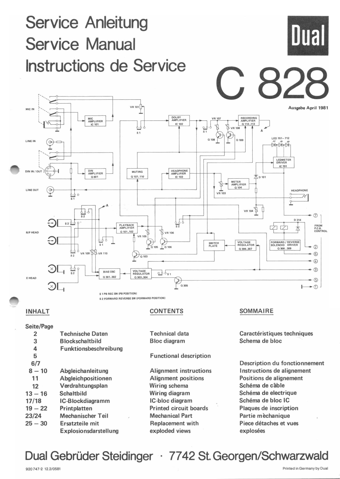 Dual C-828 Service Manual