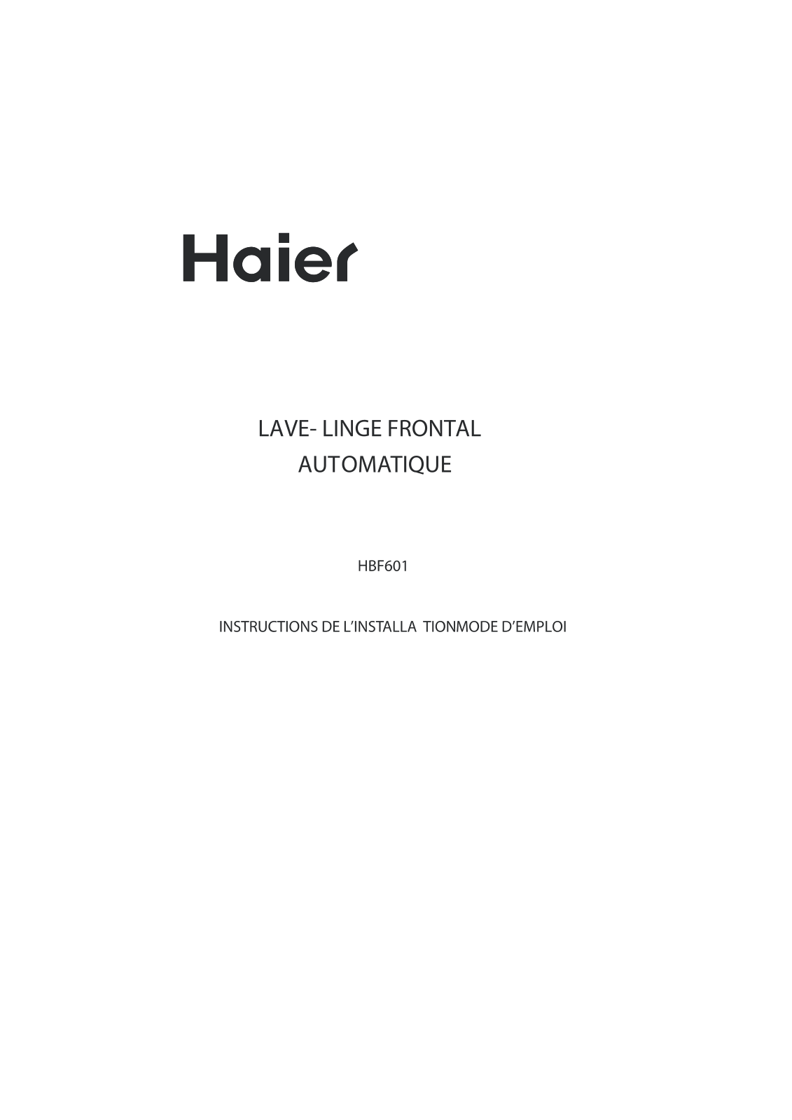 HAIER HBF601 User Manual